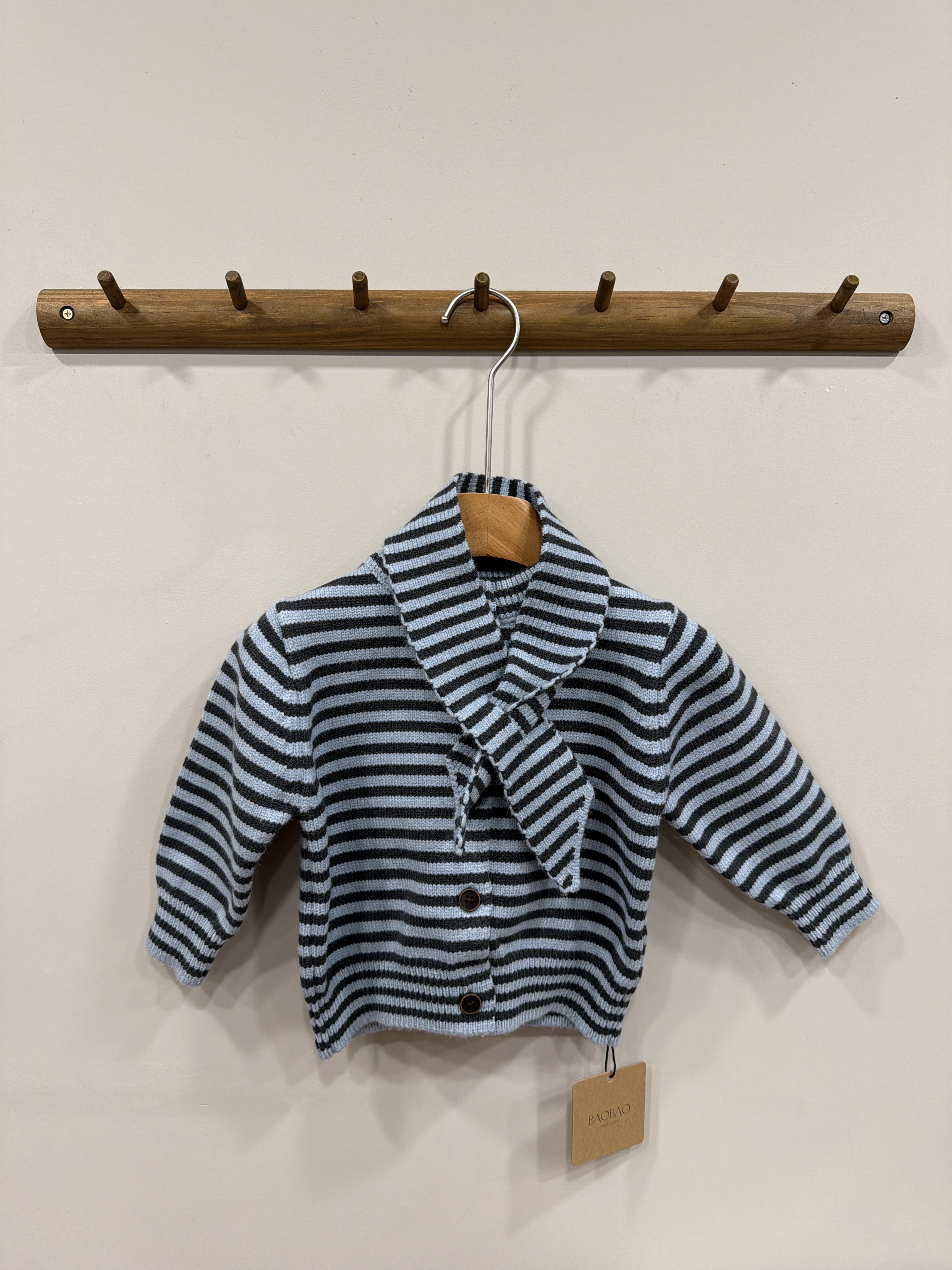 A03765針織條紋鈕扣上衣