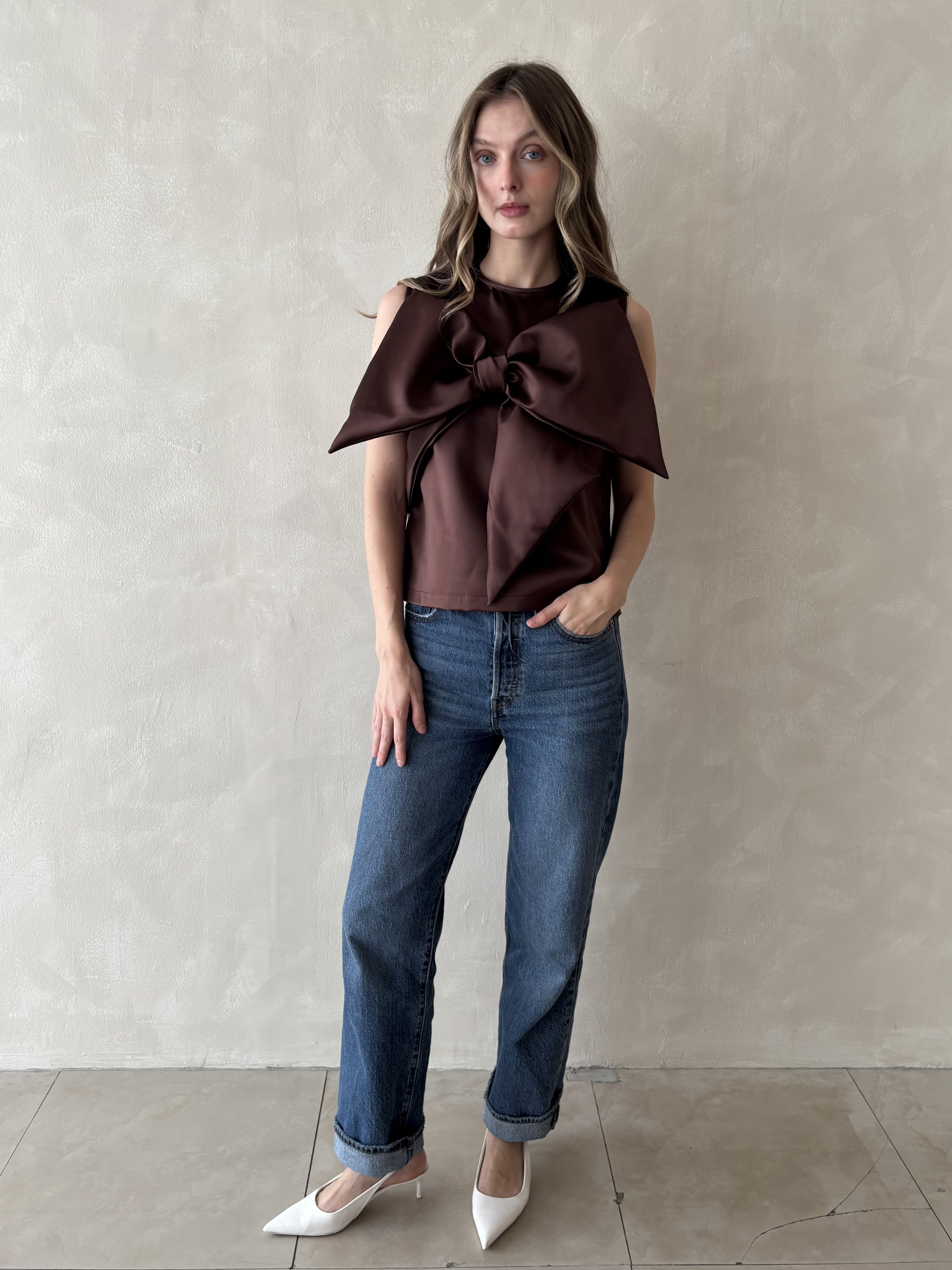 Lille Satin Top - Brown