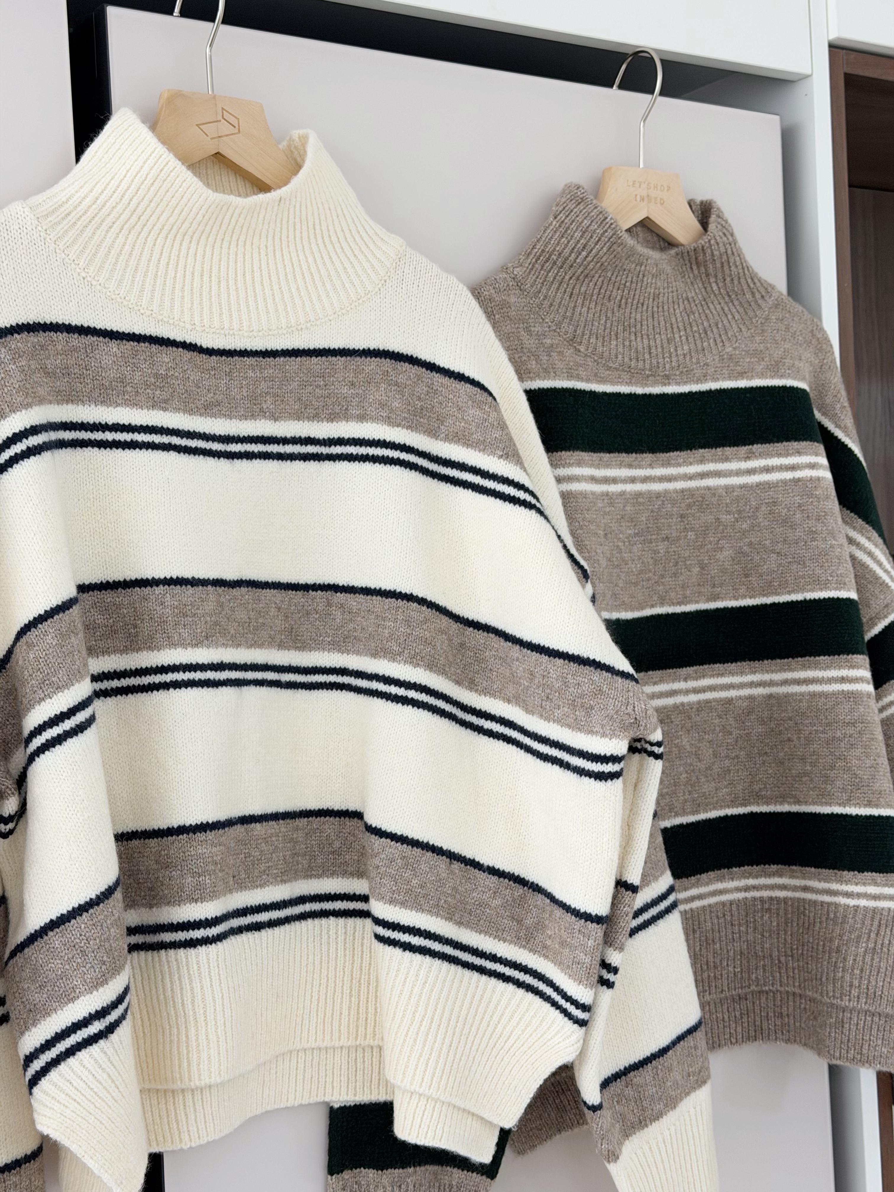 KR400 慵懶感併色橫紋冷衫-2色