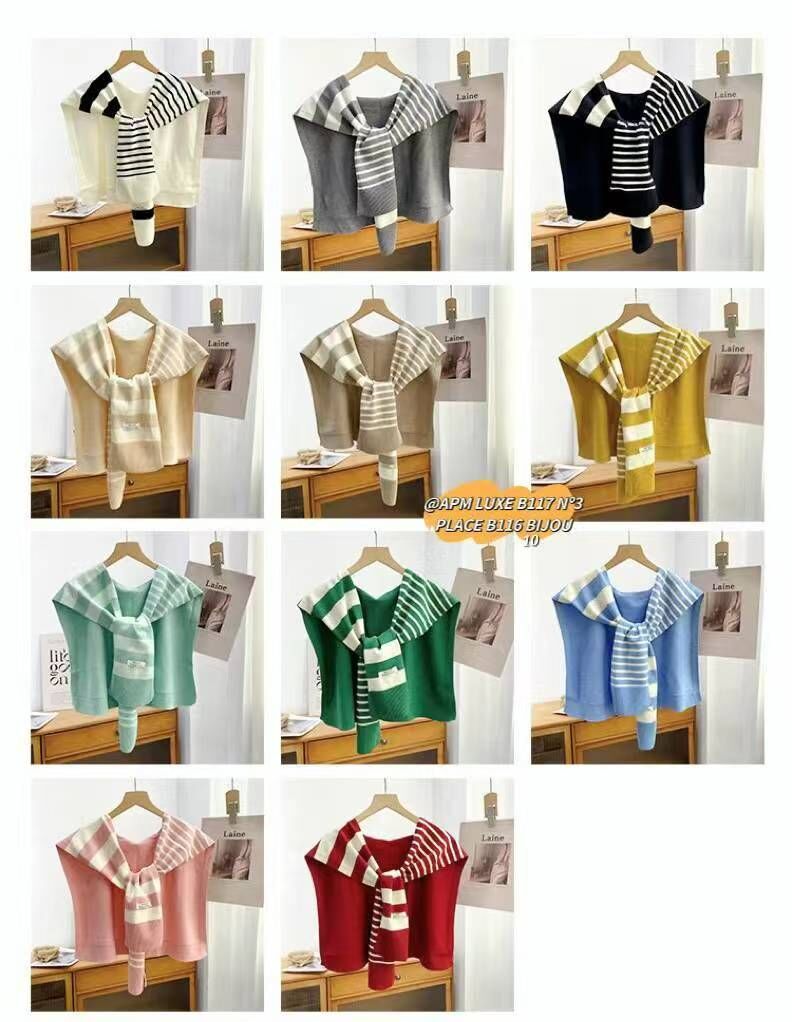 BN5313 百搭粗細間紋披肩外套