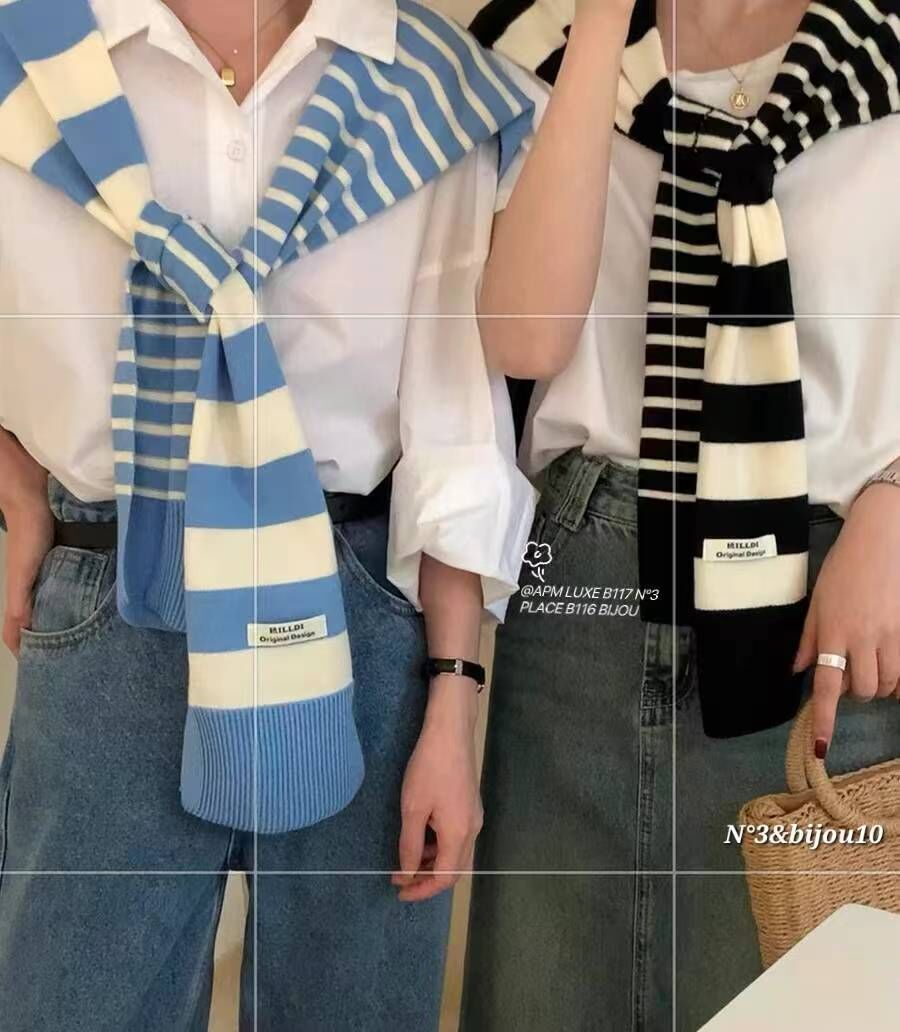 BN5313 百搭粗細間紋披肩外套