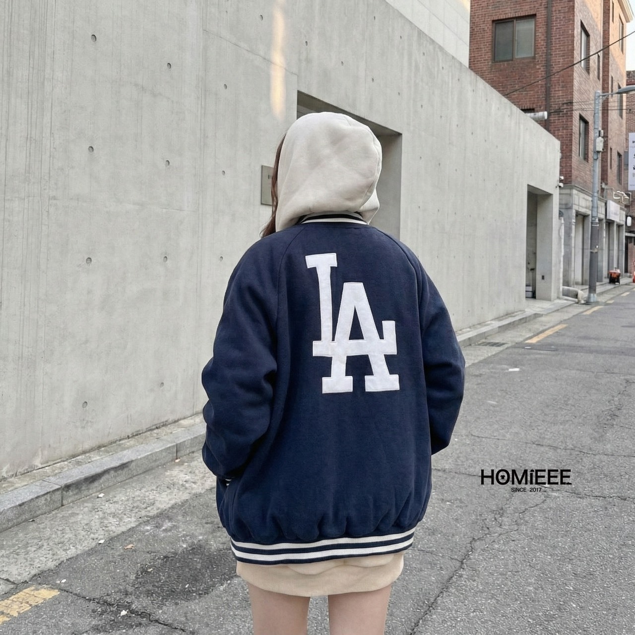 韓版 外套 連帽外套 棒球外套 LA 厚磅 寬鬆 落肩 男女可穿