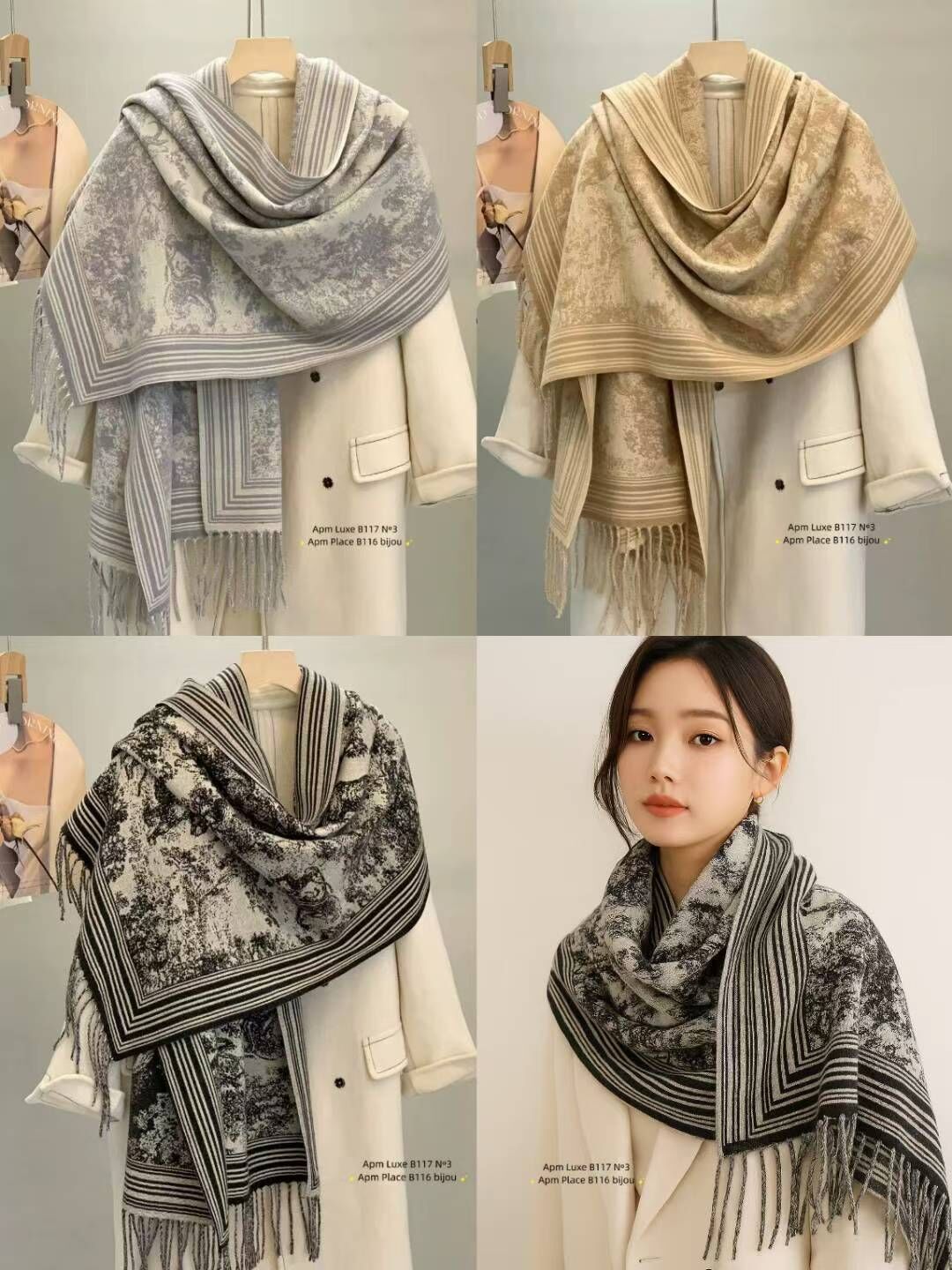 BN5314 復古花紋頸巾