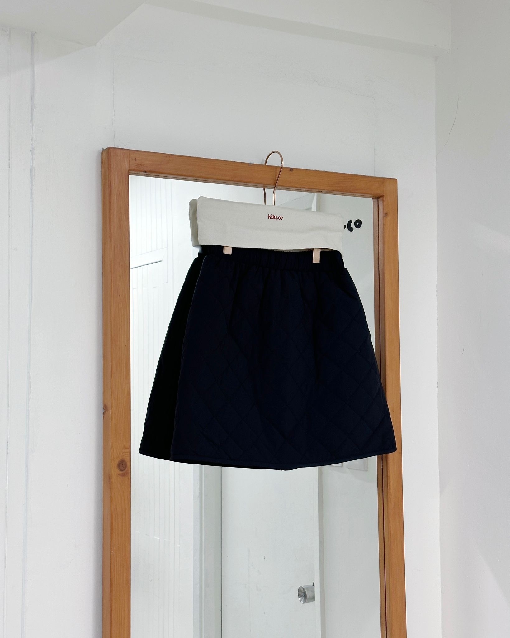 全橡筋菱格夾棉薄短裙