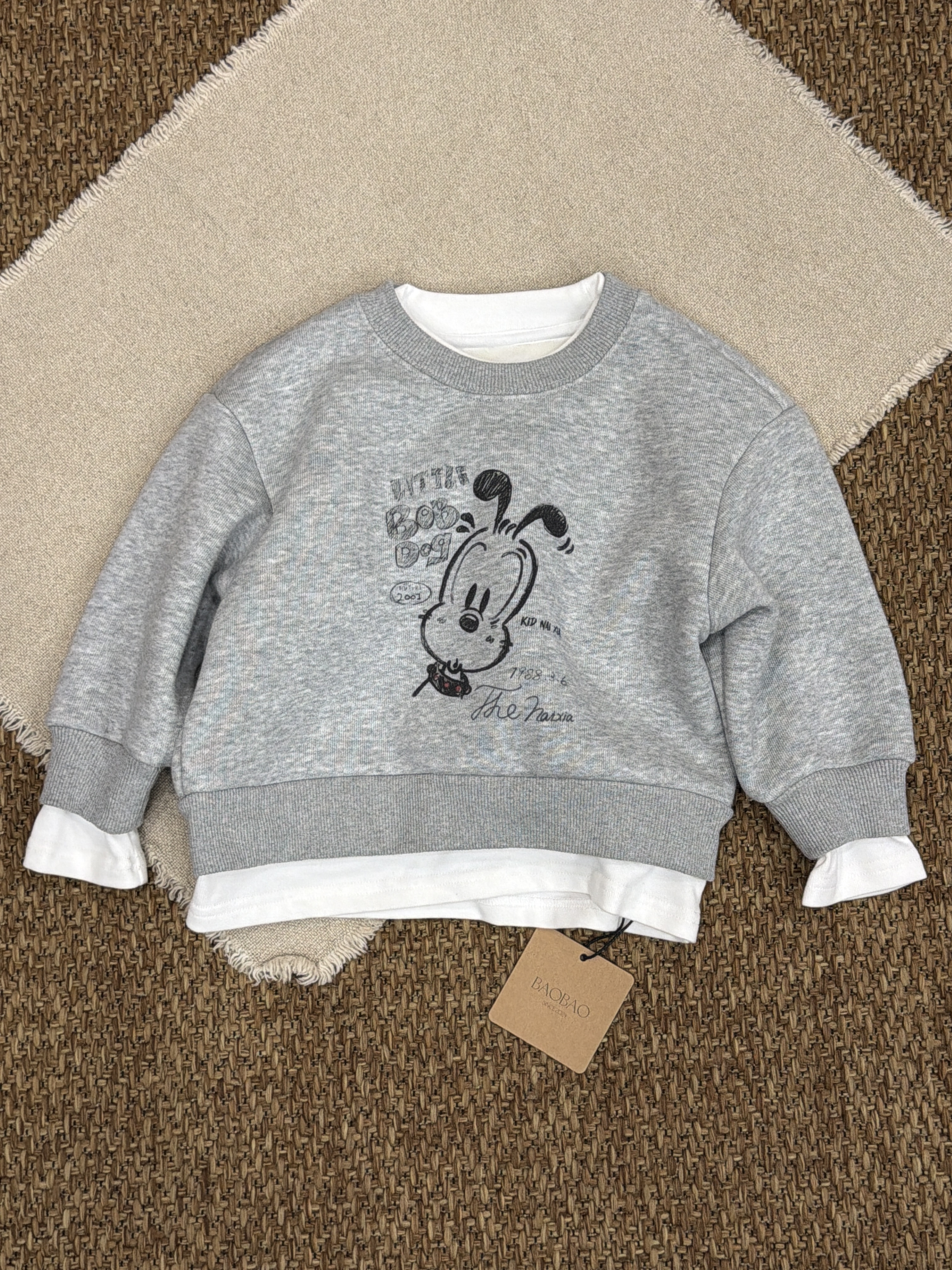 A03731狗狗假兩件加絨T