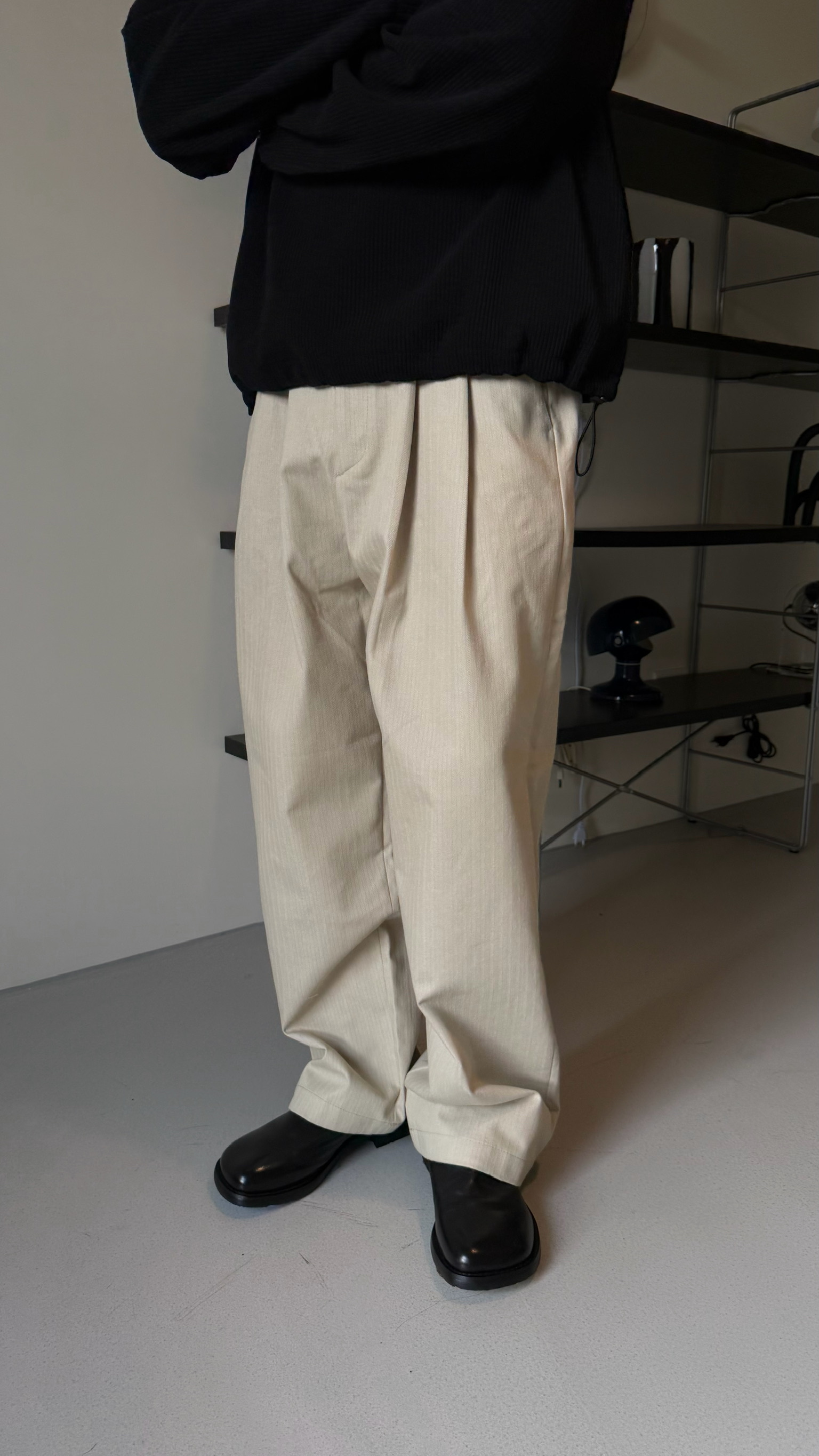 後鬆緊直紋休閒褲