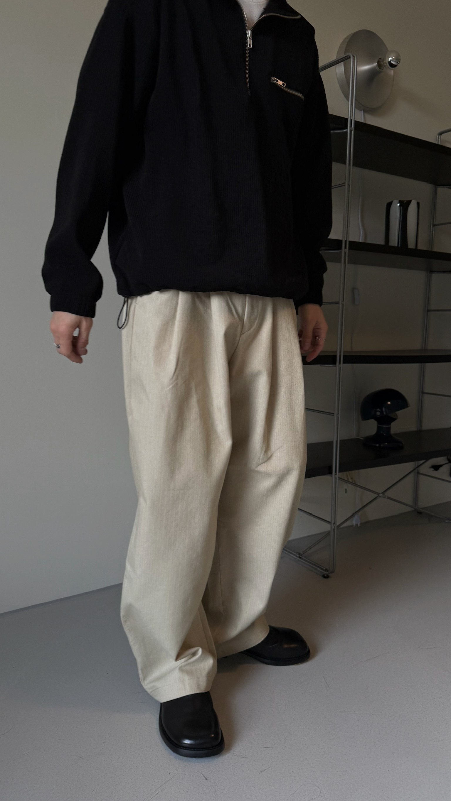 後鬆緊直紋休閒褲