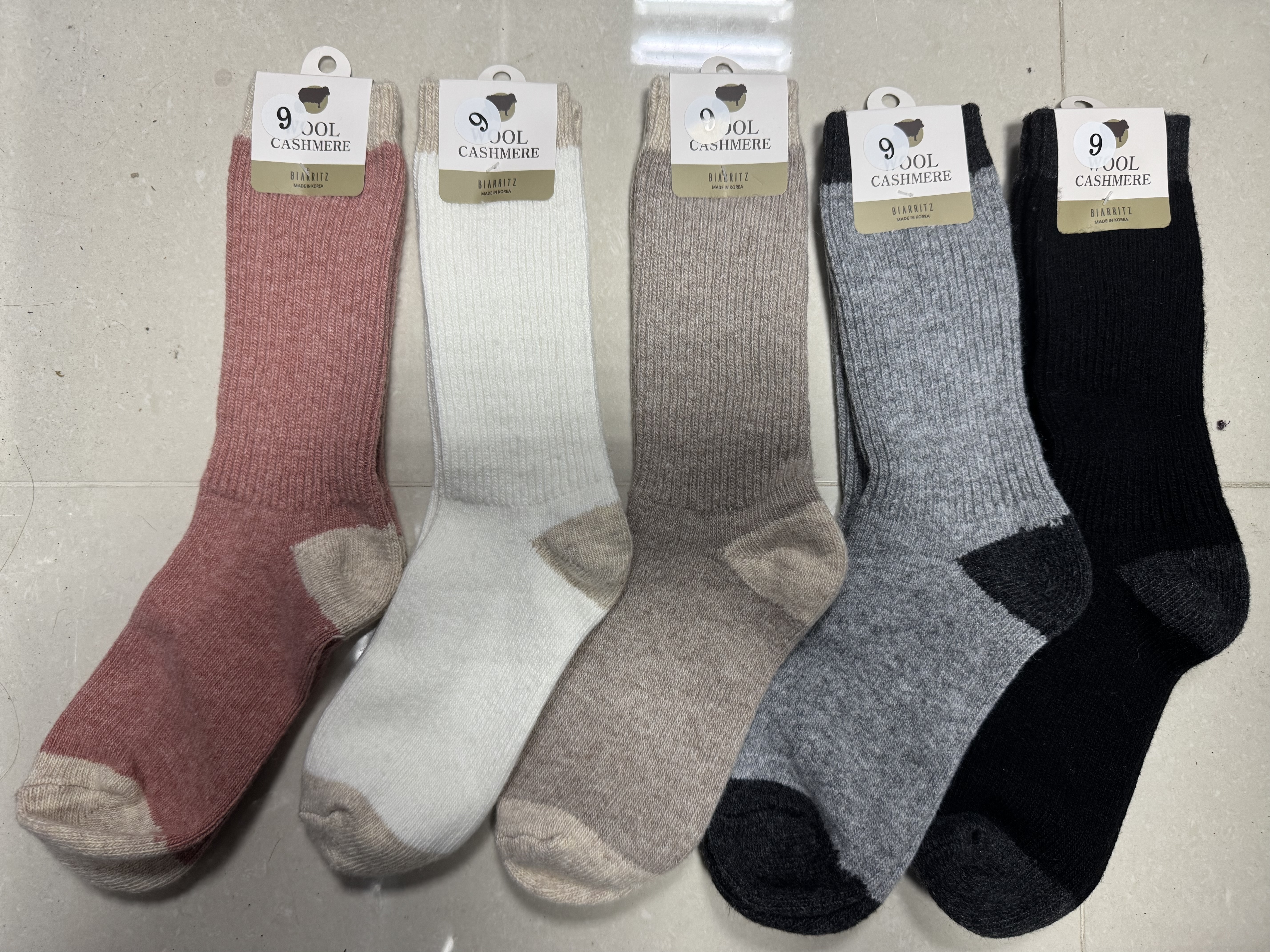 12314 Cashmere併色中長襪Wool*2對起43/對