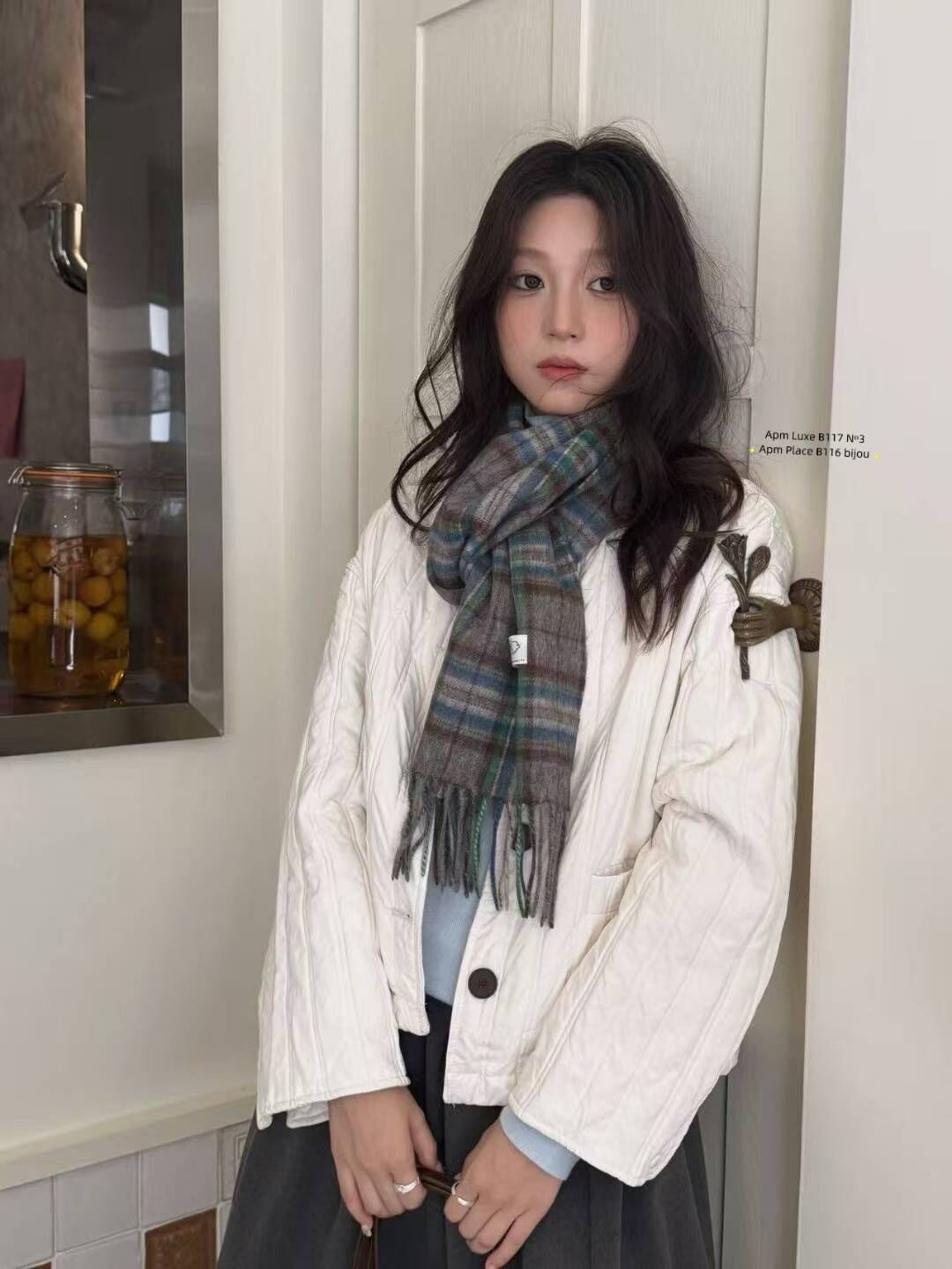 BN5324 英倫格紋流蘇頸巾