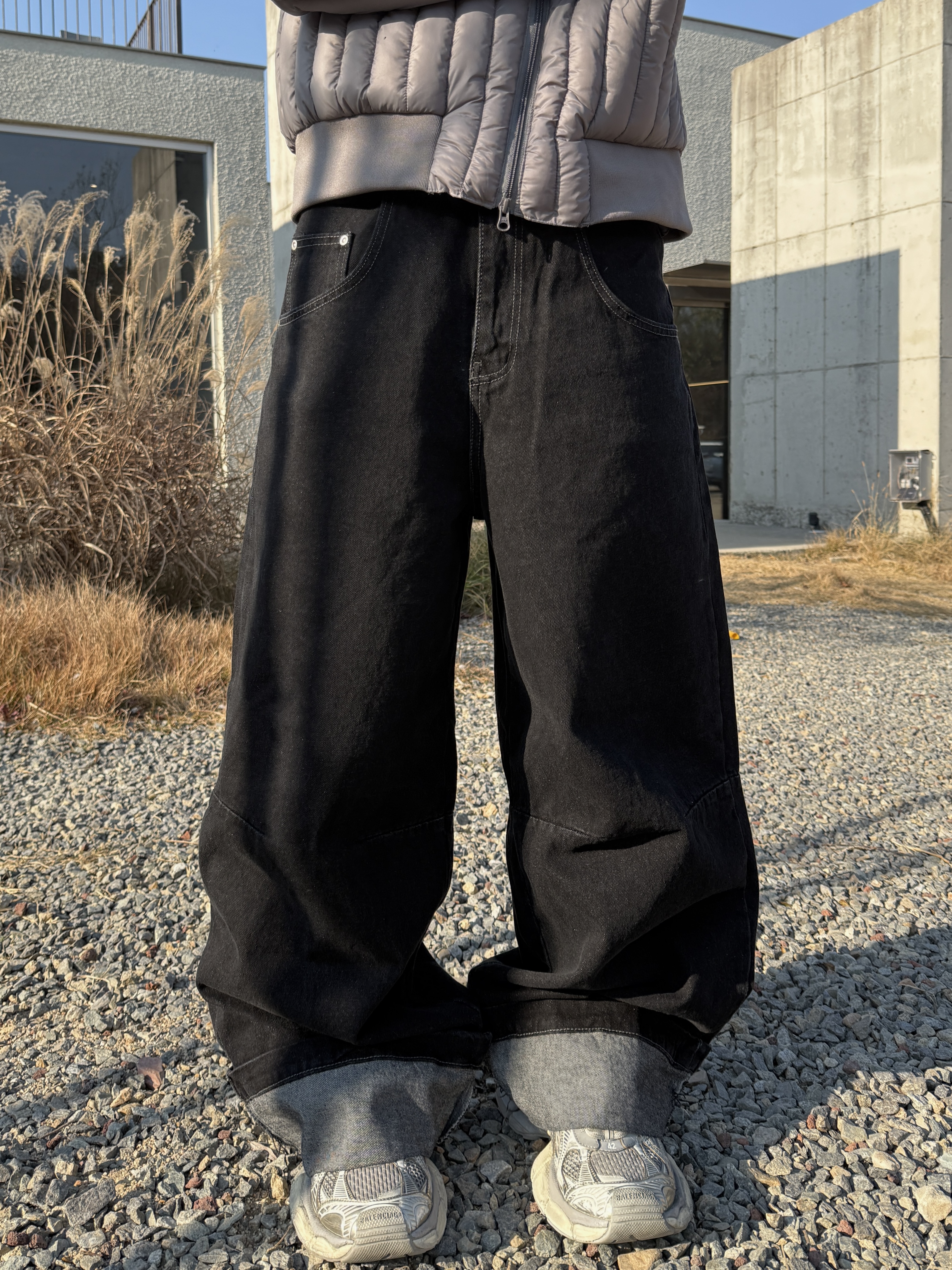 反摺造型 寬鬆丹寧牛仔褲（部分現貨）