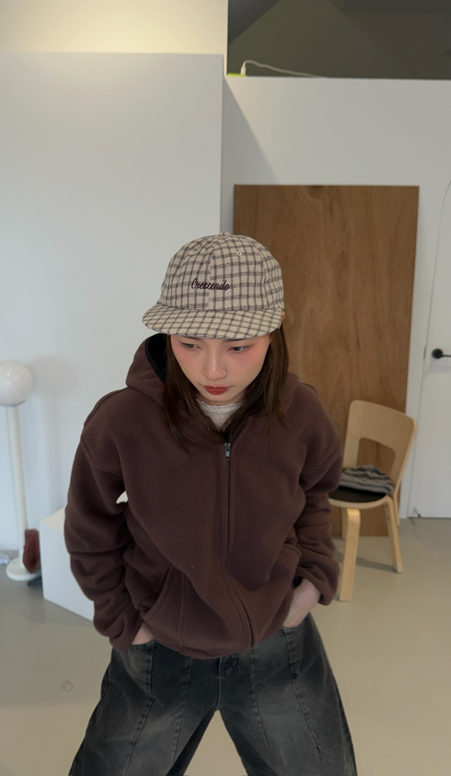 Crescendo格紋平帽簷棒球帽