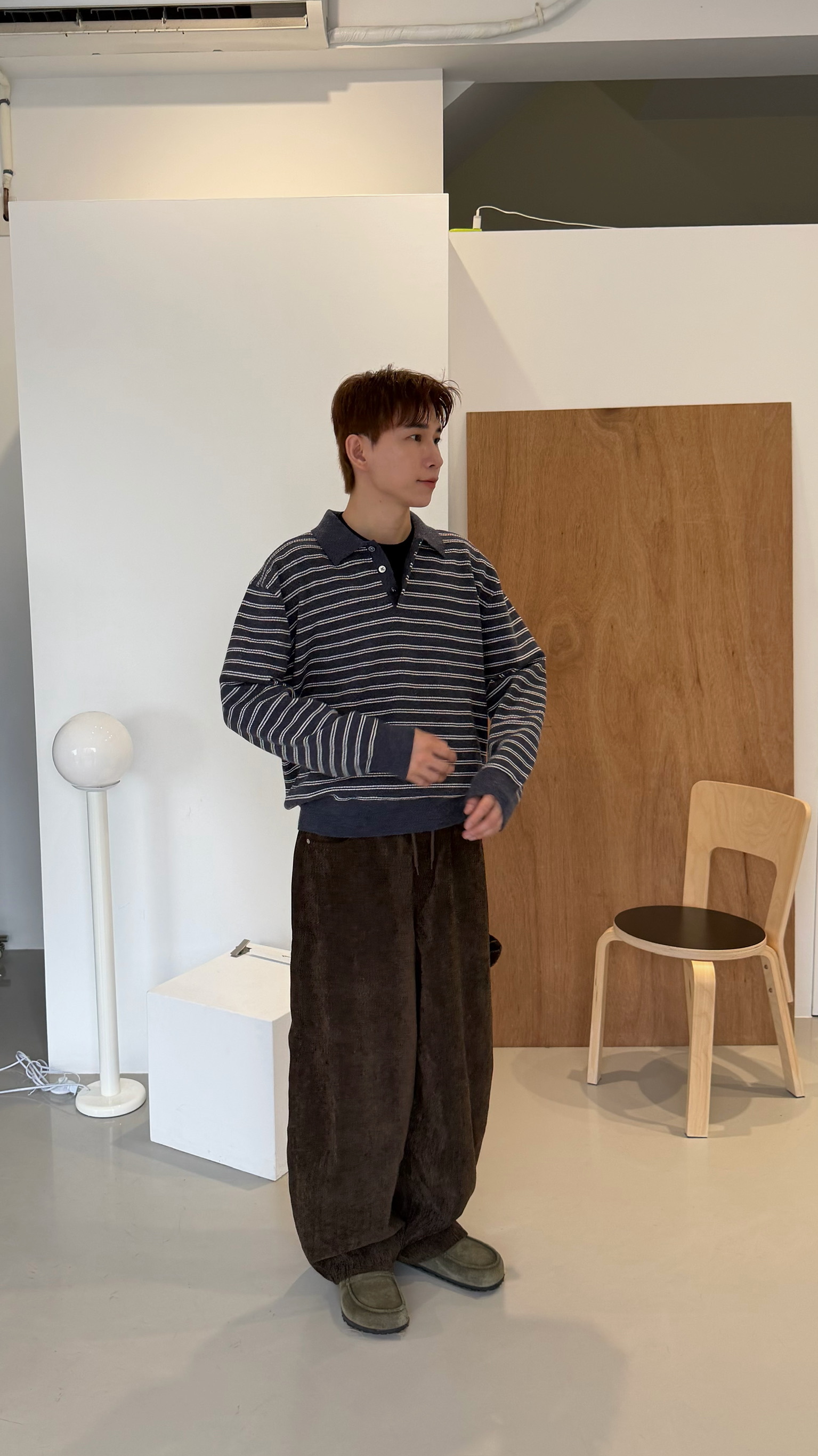 光澤絨面休閒褲