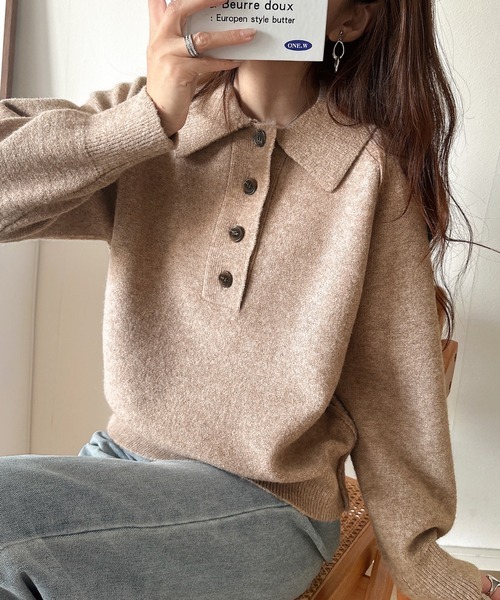 日本🇯🇵連線 Classical Elf 翻領插肩袖針織套頭衫 針織 針織衫 套頭衫 復古 毛衣 長袖 4色(任買兩件711免運)/預購