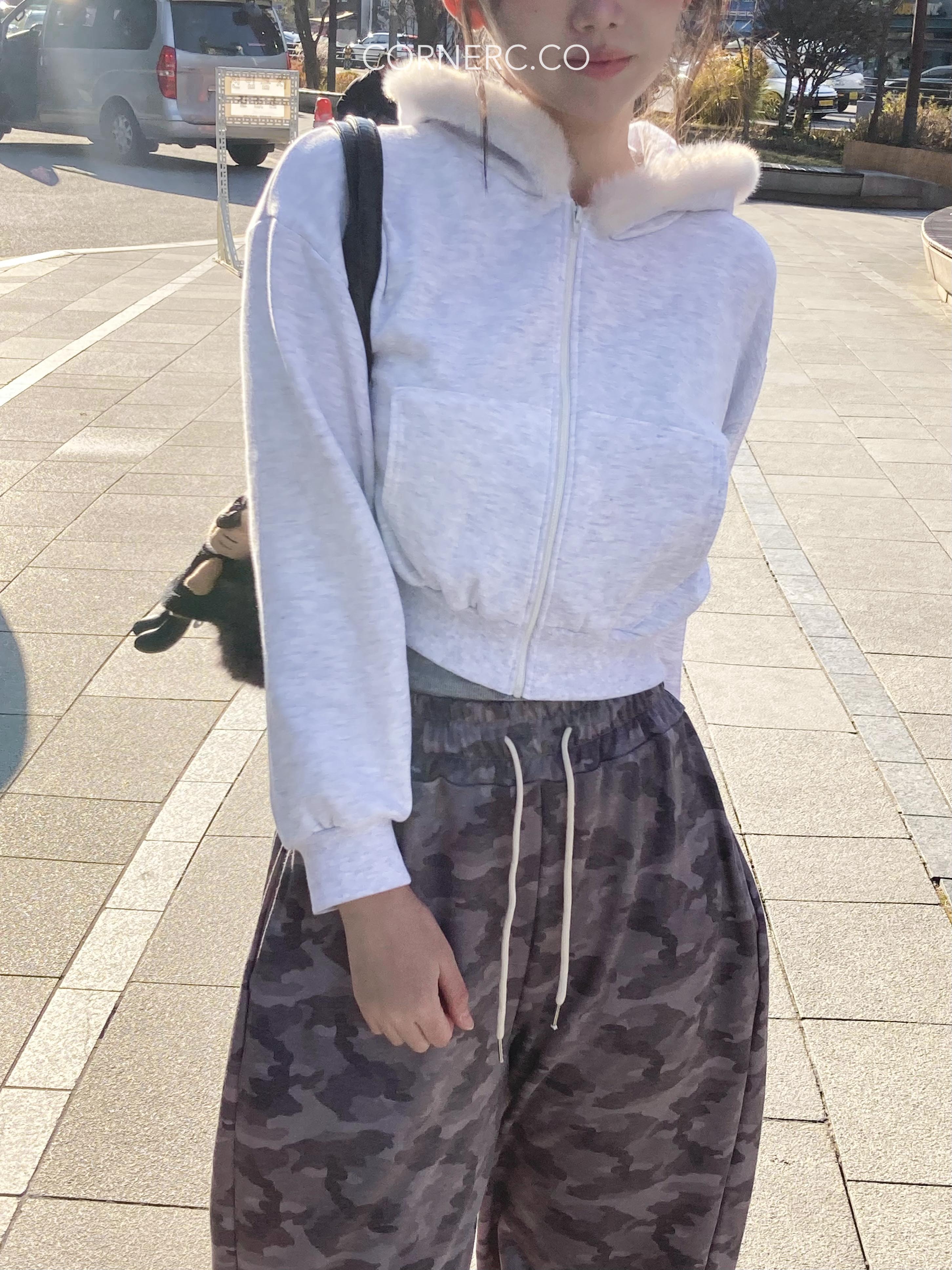 毛毛圍邊棉質外套〈🇰🇷DAY 2〉