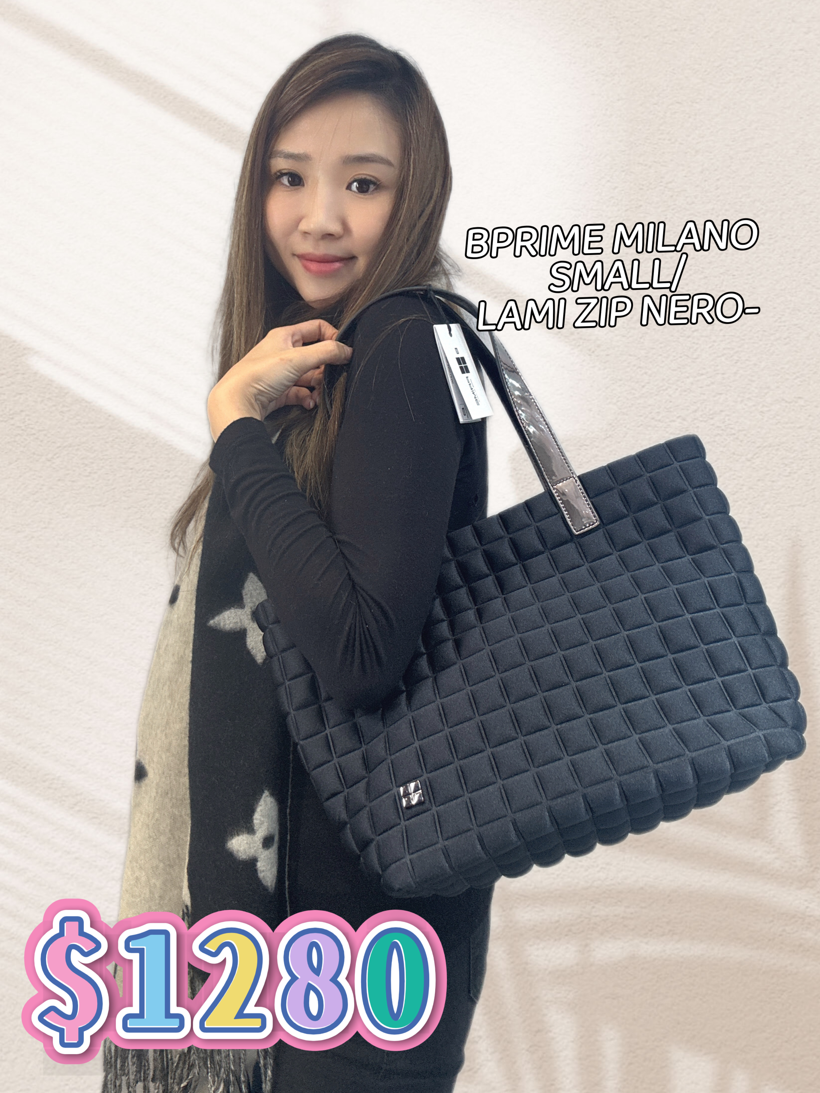 BPRIME MILANO SMALL/LAMI ZIP NERO-T