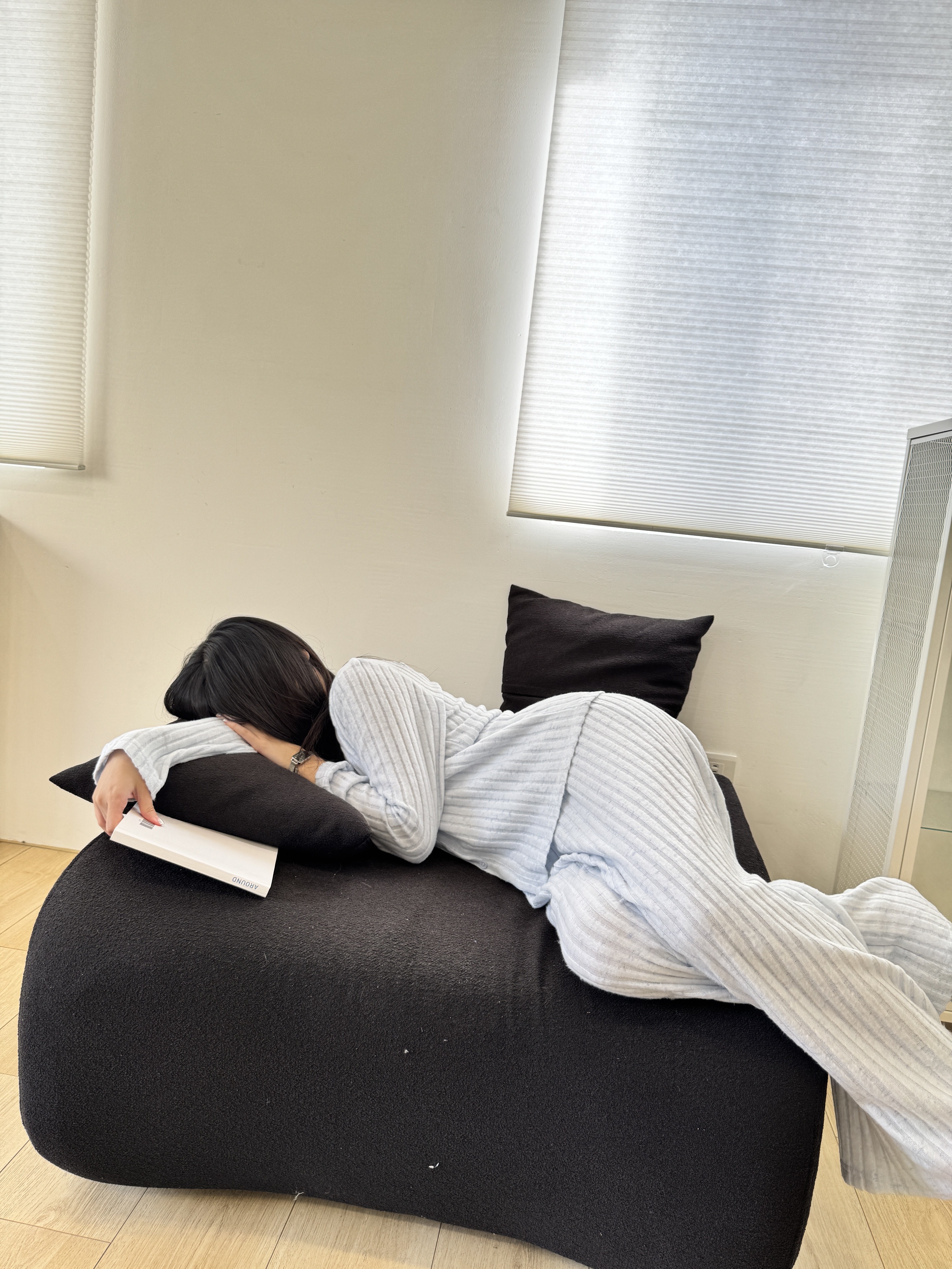 坑條毛毛三件套睡衣