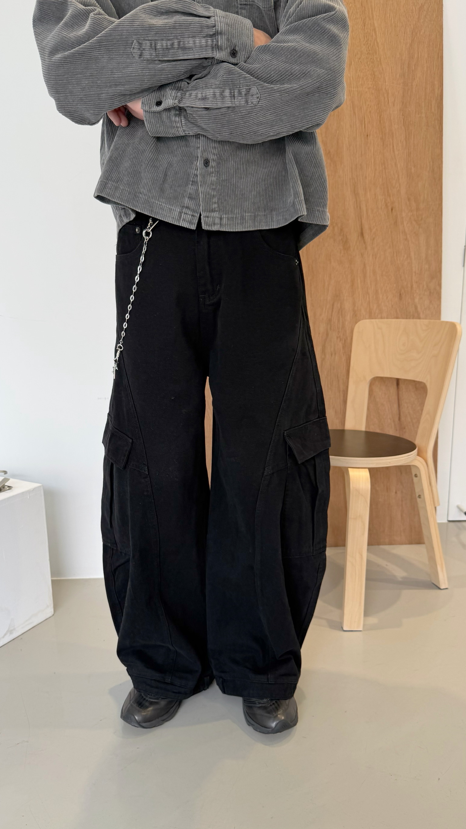 彎刀弧線口袋工作褲☝🏻