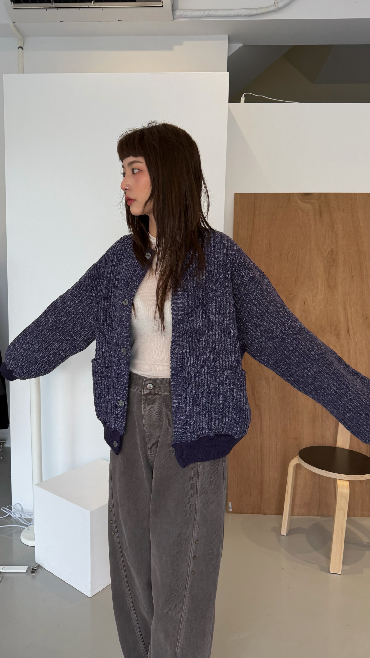 混紡厚磅針織外套