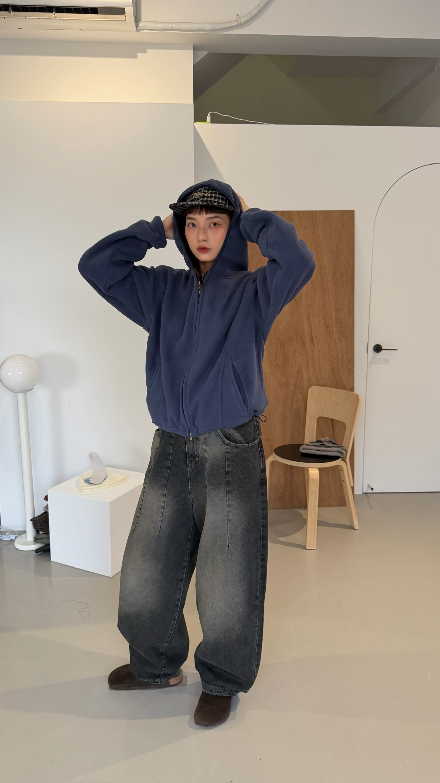 解構絨面連帽外套