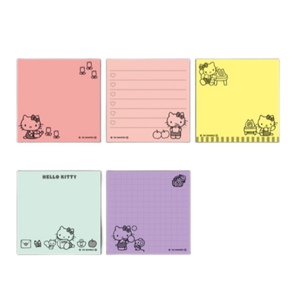 Hello Kitty 5色便利貼 100枚memo｜日本Sanrio