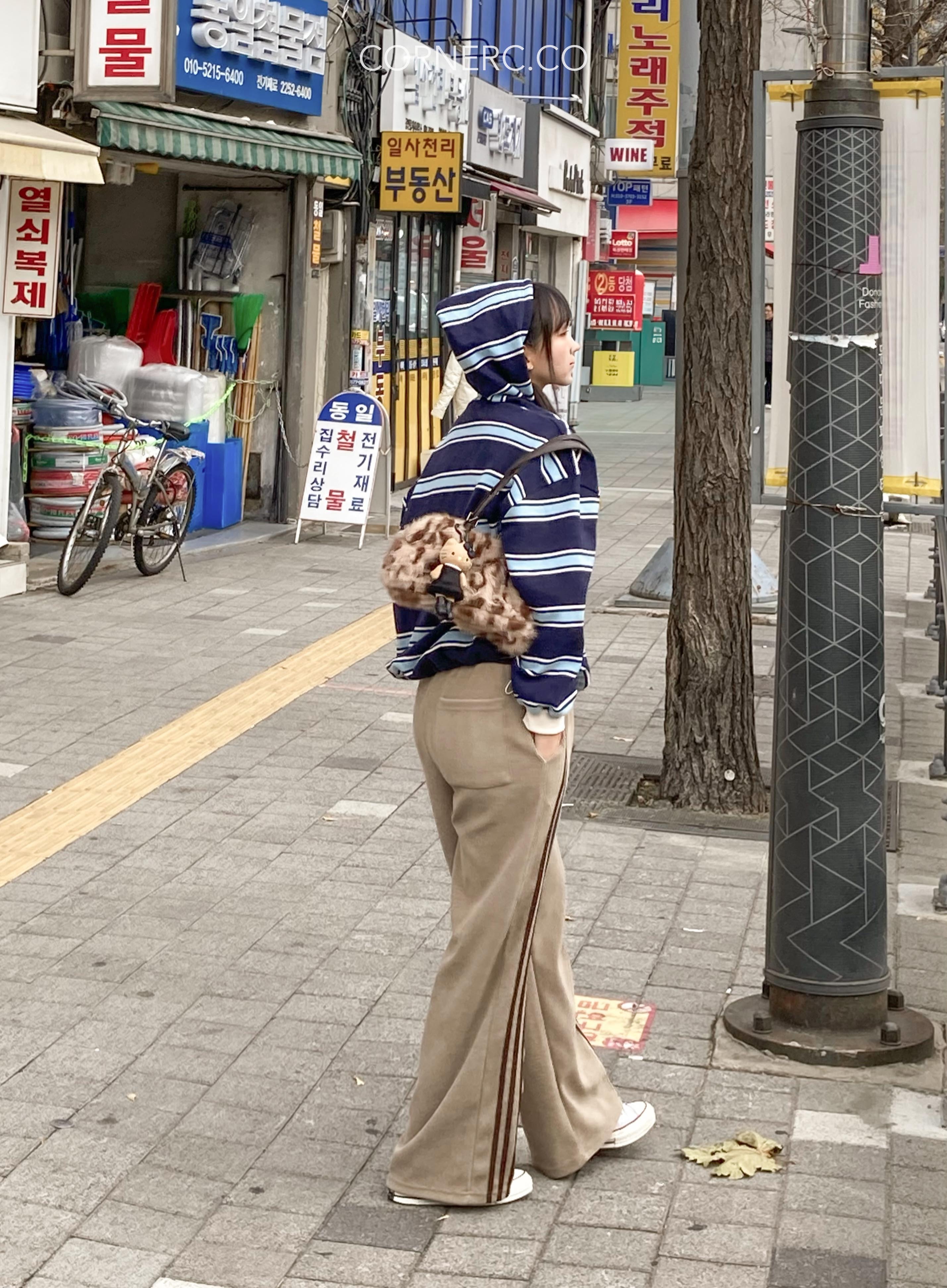 燈芯細絨三間條紋Training Pants〈🇰🇷DAY 3〉