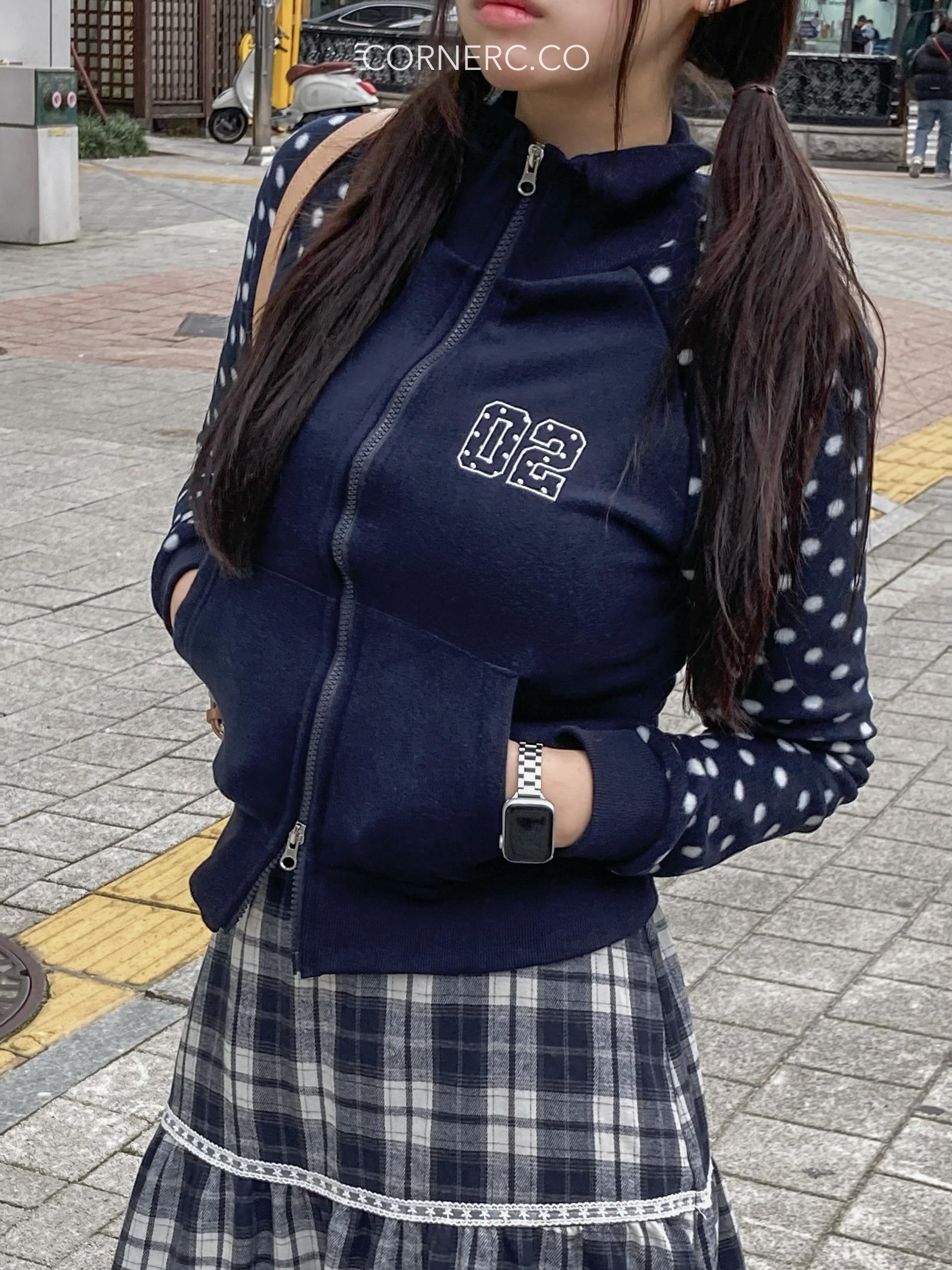 波點袖No.02抓毛雙拉鍊外套〈🇰🇷DAY 3〉