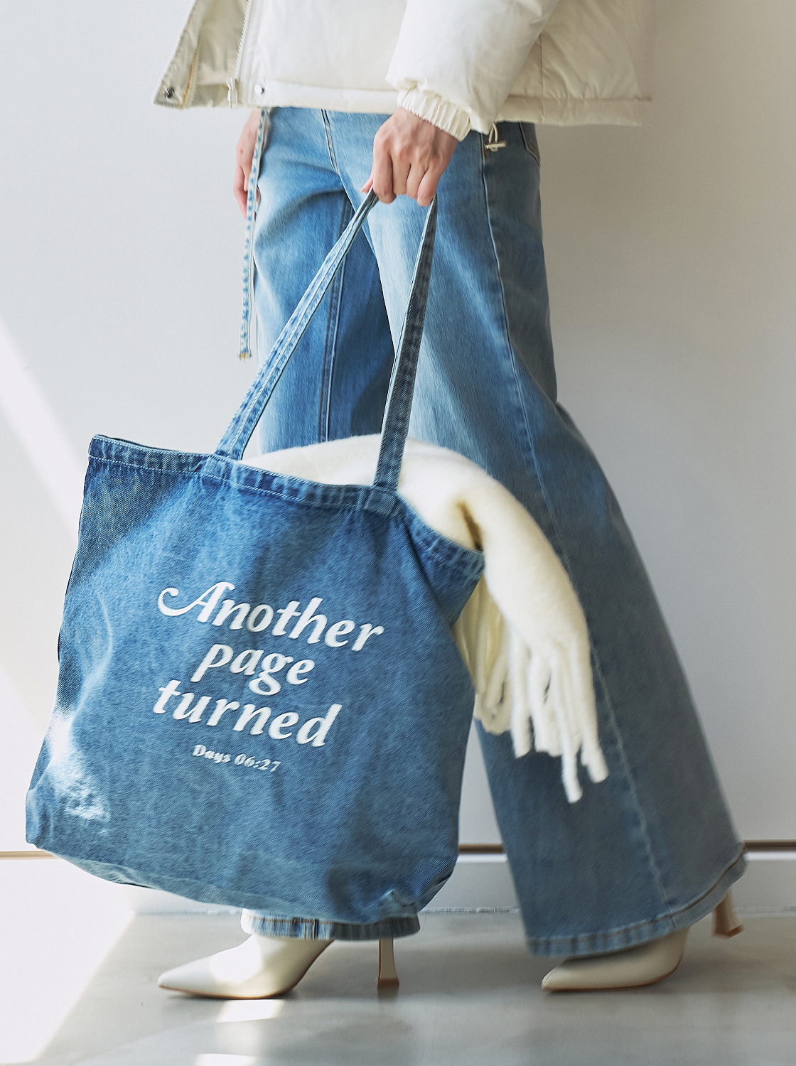 牛仔文字印花帆布包