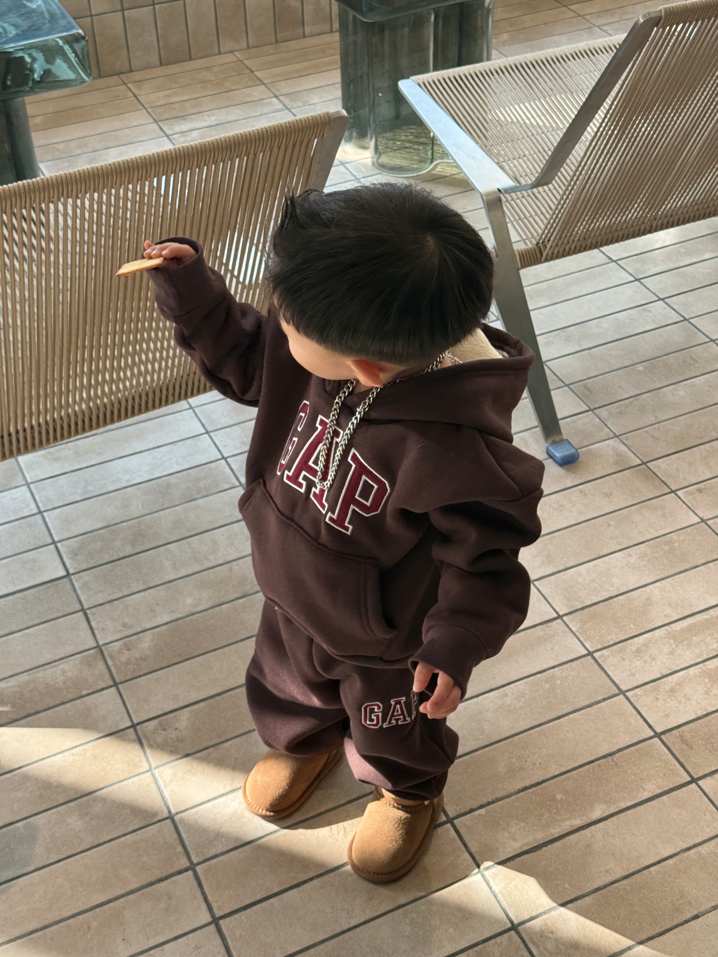 𝐆𝐀𝐏 啡色羊駝絨連帽衛衣褲套裝