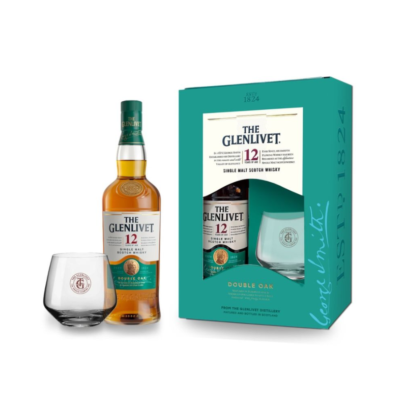 蘇格蘭 格蘭利威12年雙桶單一麥芽威士忌 連 酒杯套裝 [4891347996134]