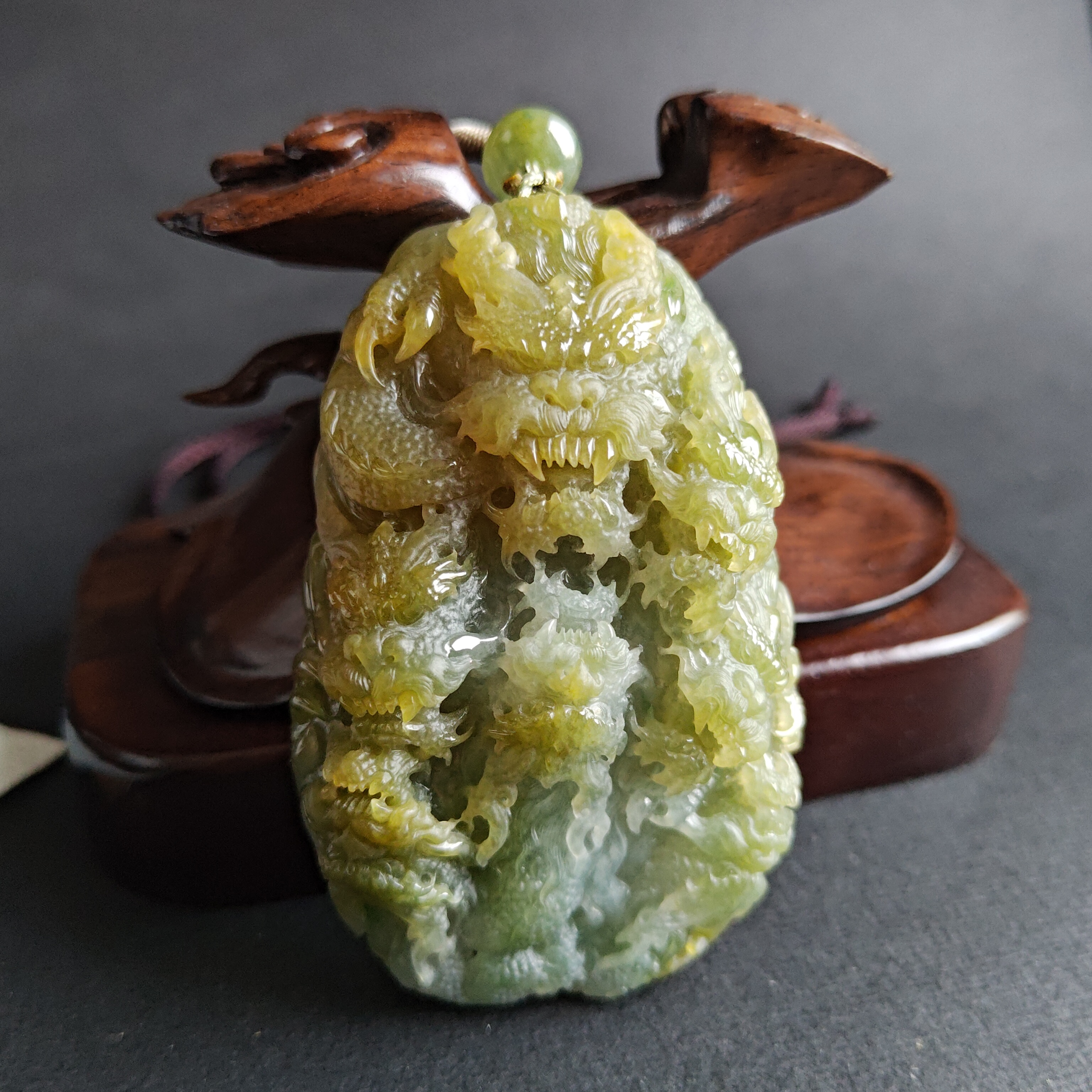 J2396 翡翠九龍至尊掛件