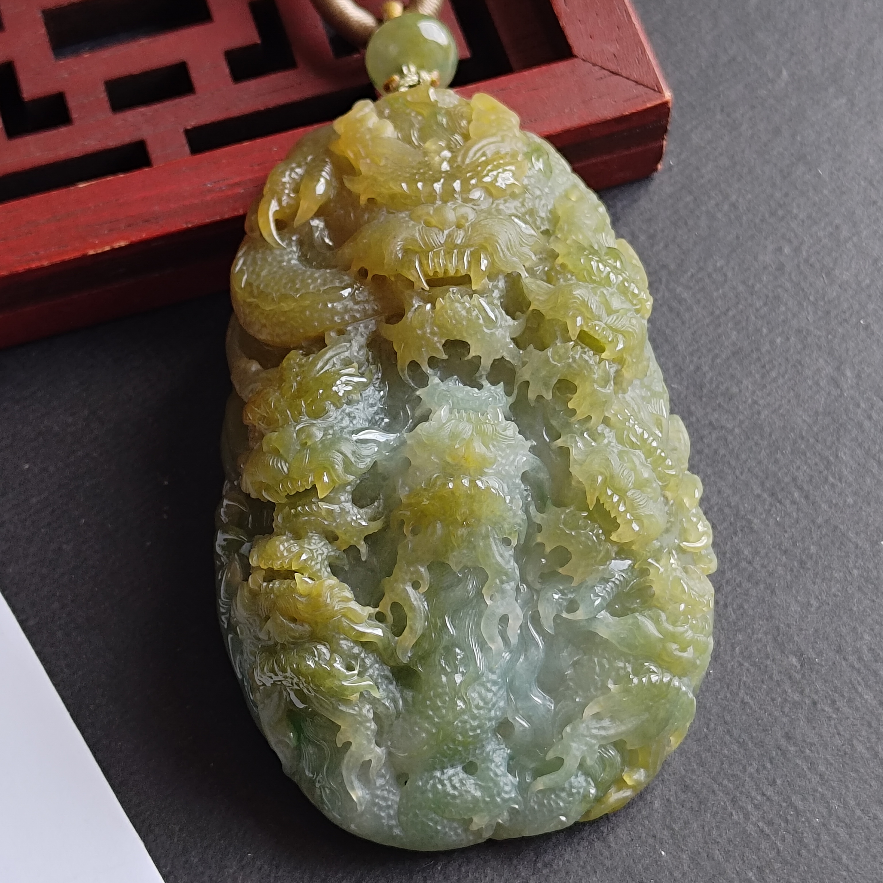 J2396 翡翠九龍至尊掛件