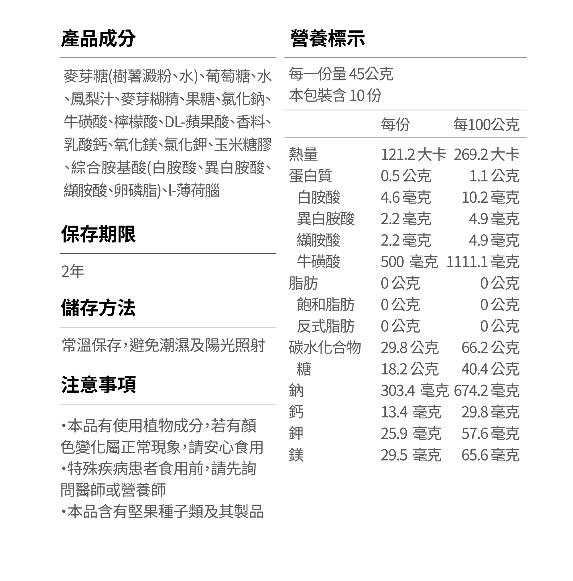 GAGEL太空能量膠max小金膠_產品成分
