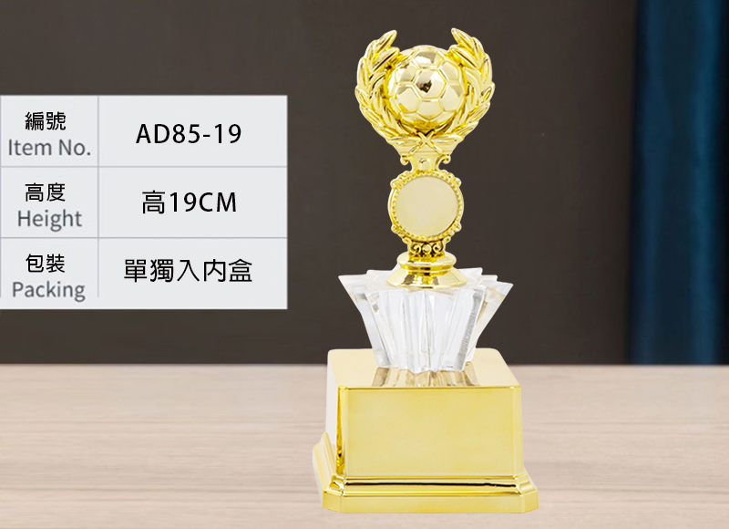 訂製足球金底獎盃 升級送彩色排版金貼 AD85