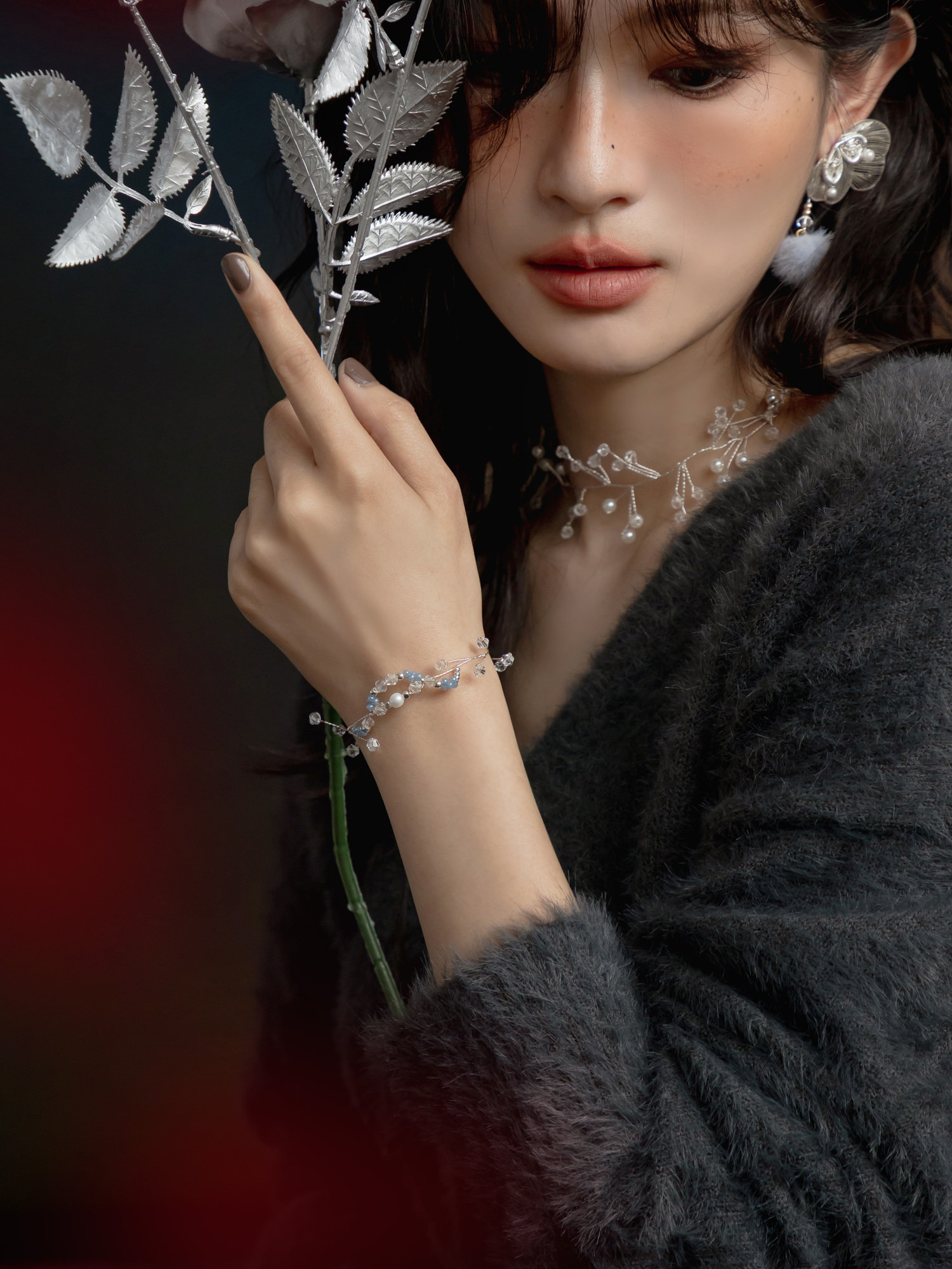 偷渡旅客。MUCHAT手作米珠水晶枝芽手鍊