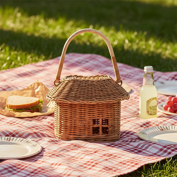 天然藤編手提造型收納屋