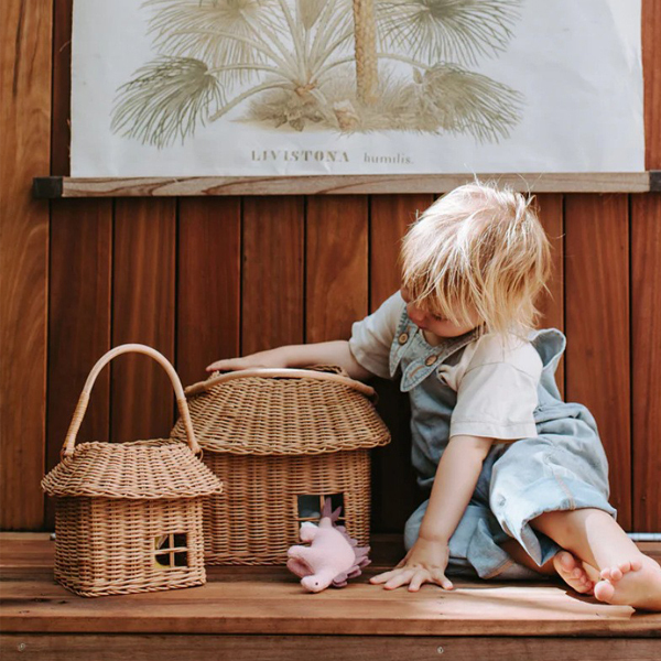 天然藤編手提造型收納屋