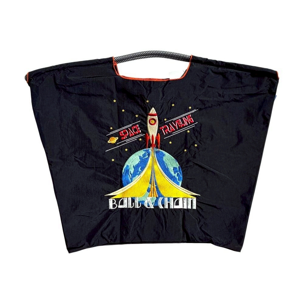 Ball＆Chain 刺繡環保購物袋 L號 - 黑 (30111601)