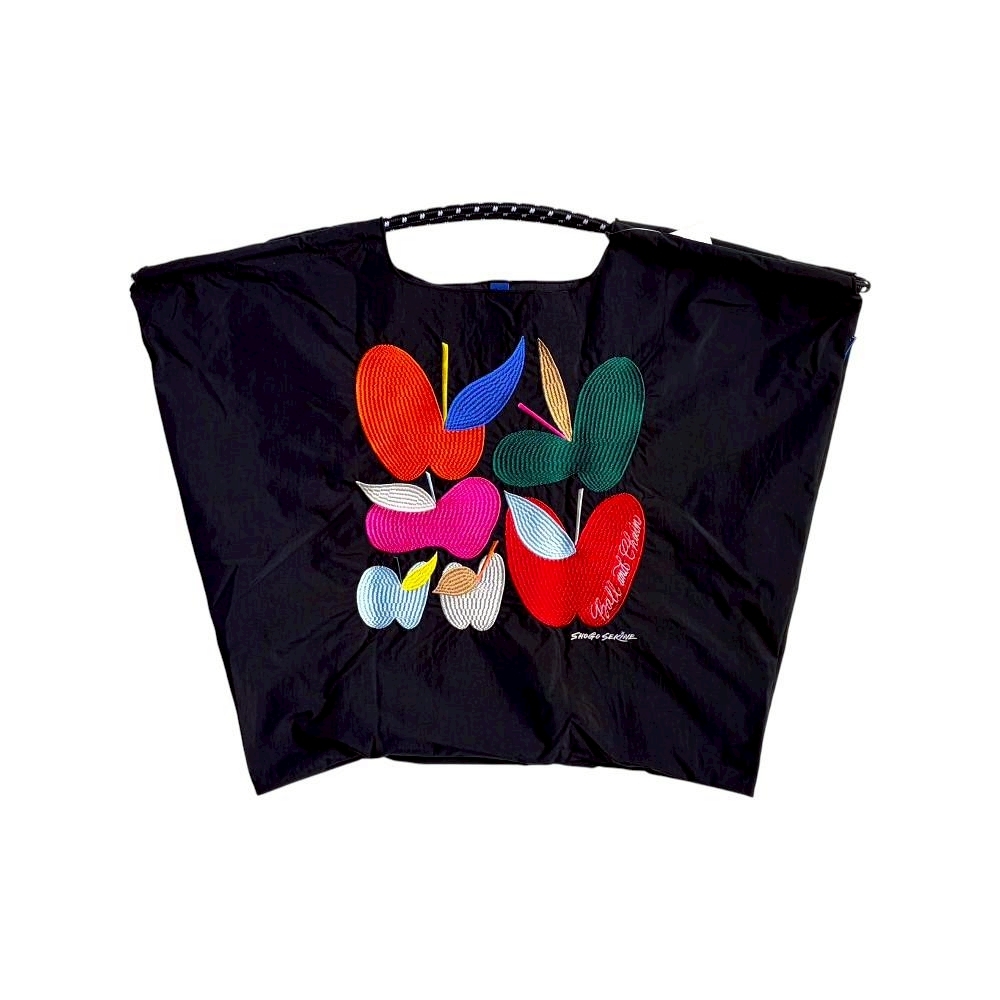 Ball＆Chain 刺繡環保購物袋 L號 - 黑 (32310101)