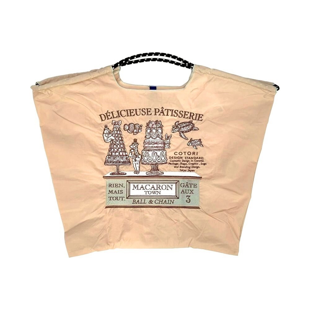 Ball＆Chain 刺繡環保購物袋 L號 - 淺卡其 (32110403)
