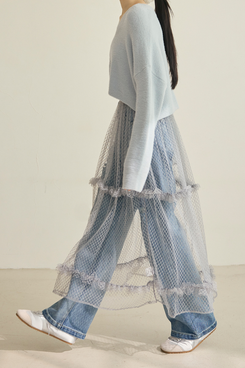 荷葉邊網紗罩裙