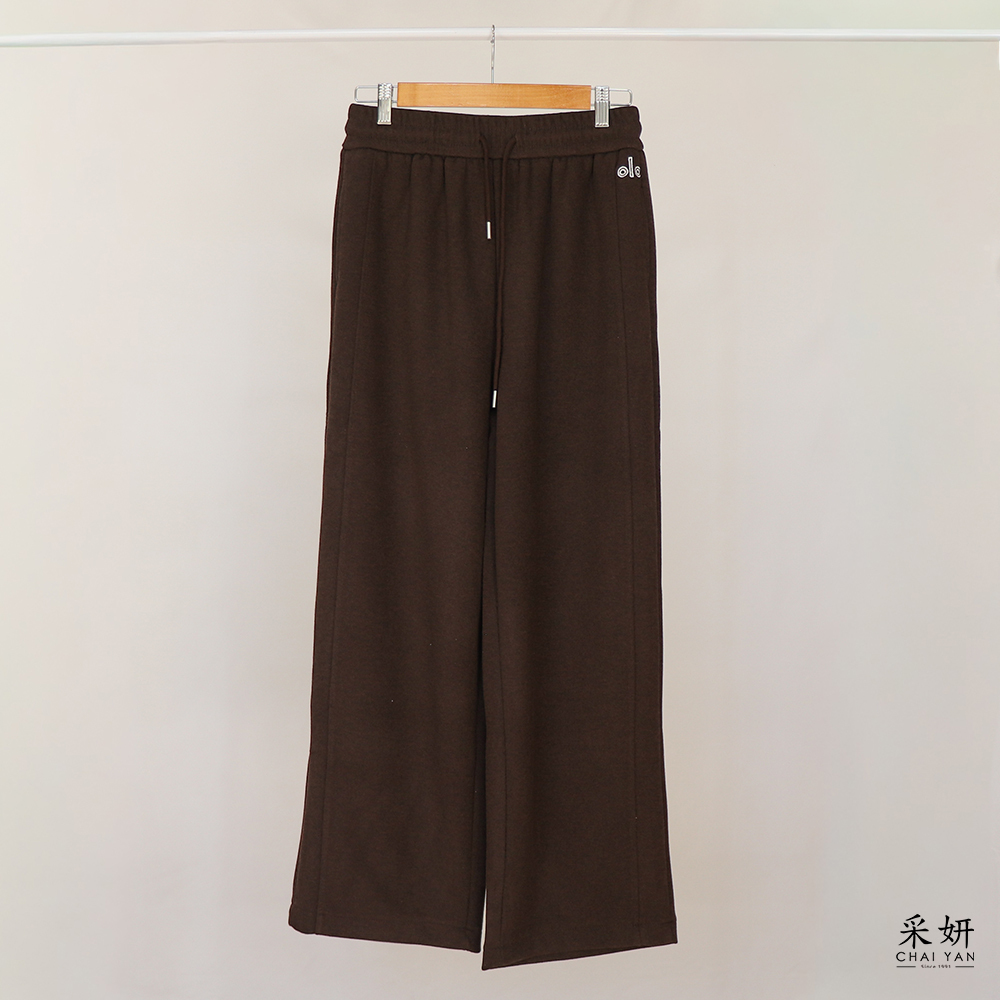 針織感雙層布抽繩直筒長褲