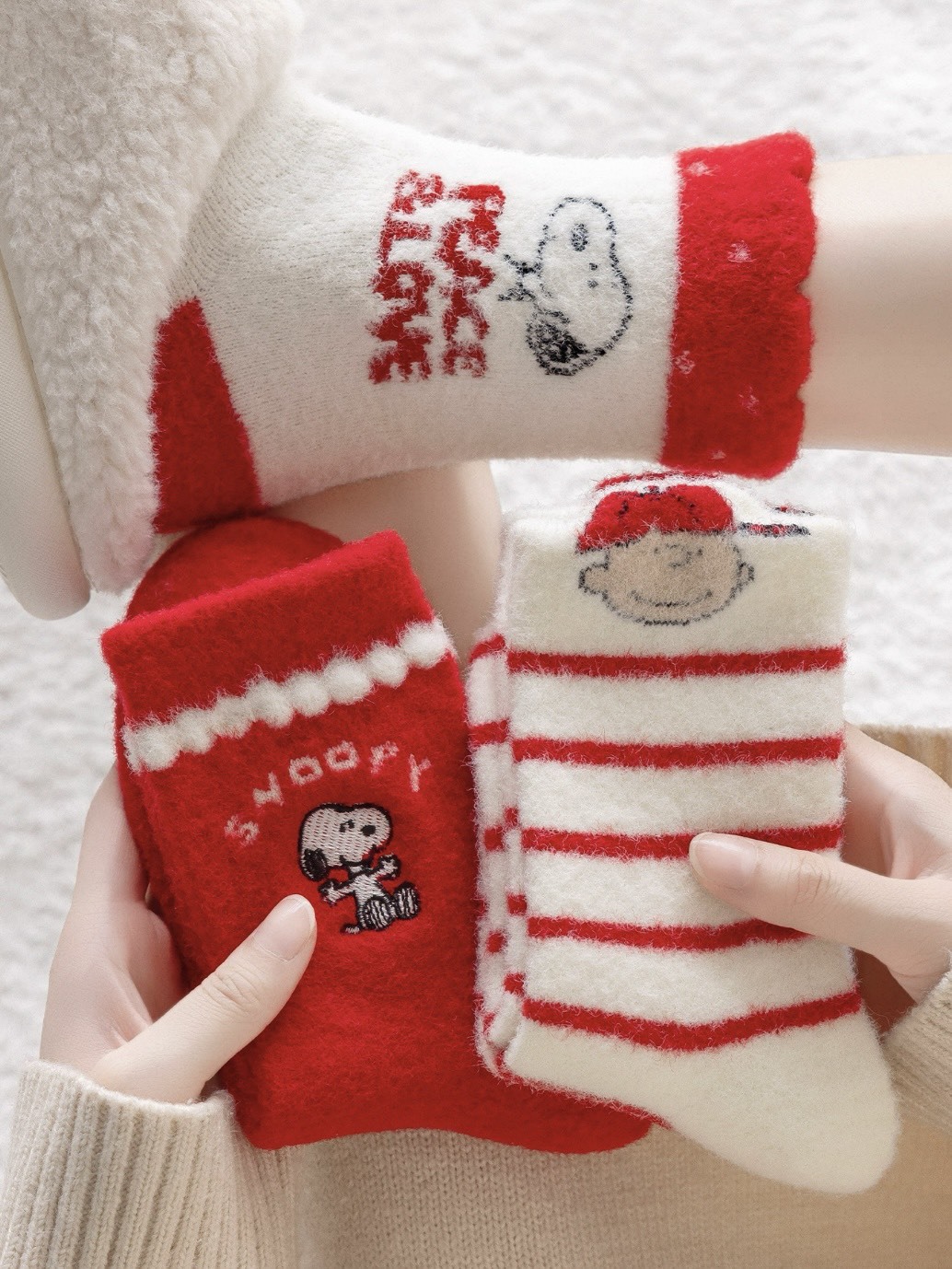 史努比聯名 中筒加厚 保暖襪 3雙組合 多款