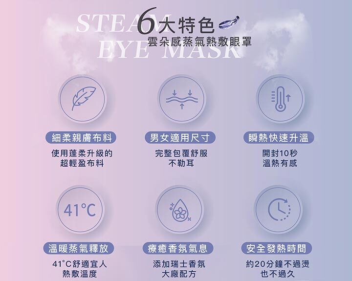 41度C｜雲朵感蒸氣眼罩-薰風夢境 (5片/盒)