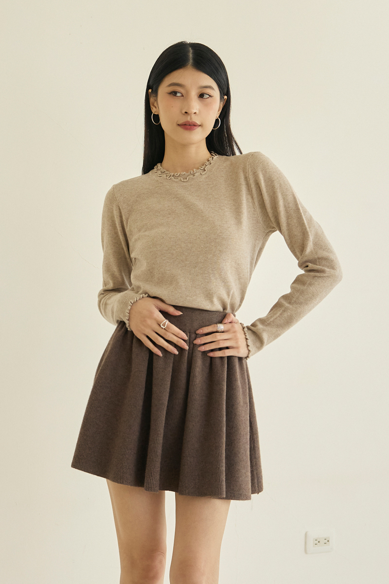 雙層木耳領針織內搭上衣