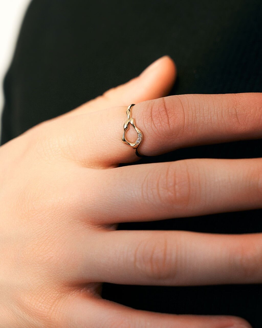 【me.luxe】K10凜環鑽石2分戒指