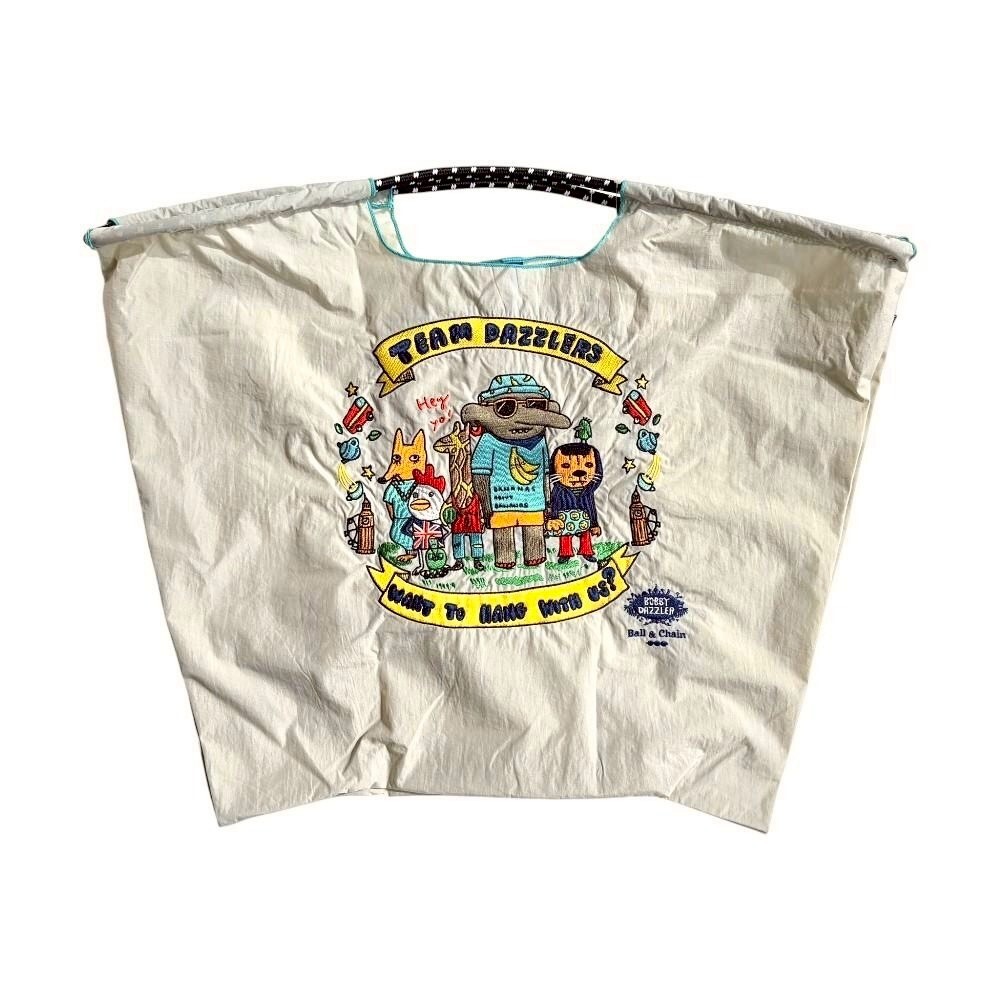 Ball＆Chain 刺繡環保購物袋 L號 - 淺灰 (32210327)