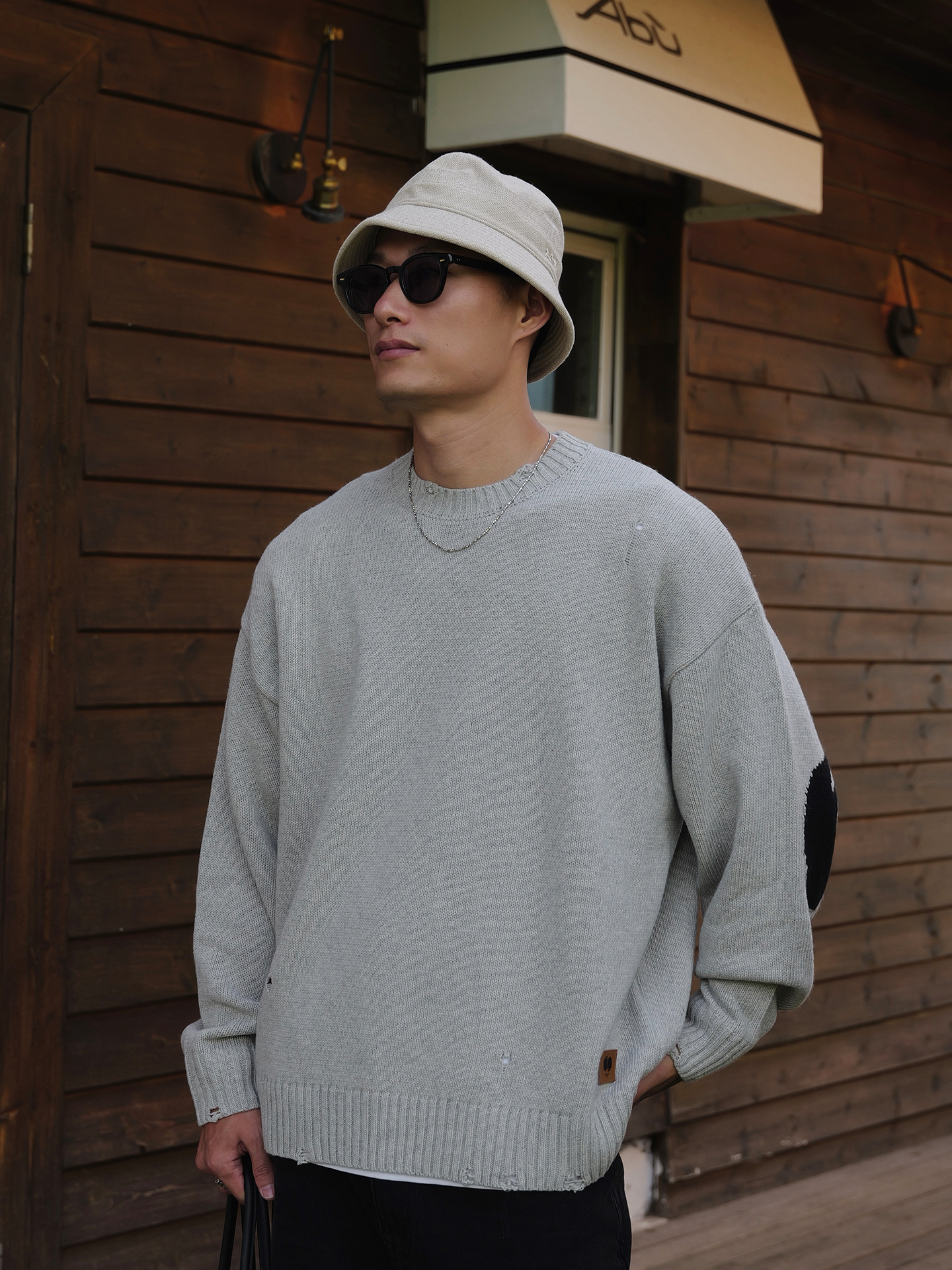 #預購 UNBENT 25AW 復古破壞 混紡羊毛 寬鬆落肩 休閒圓領 套頭毛衣 針織衫 三色