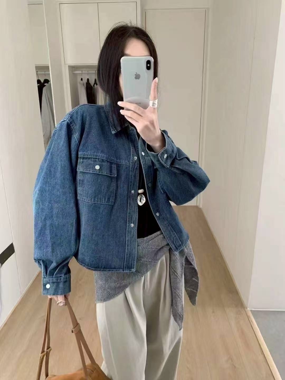 291 壓釦經典牛仔襯衫外套