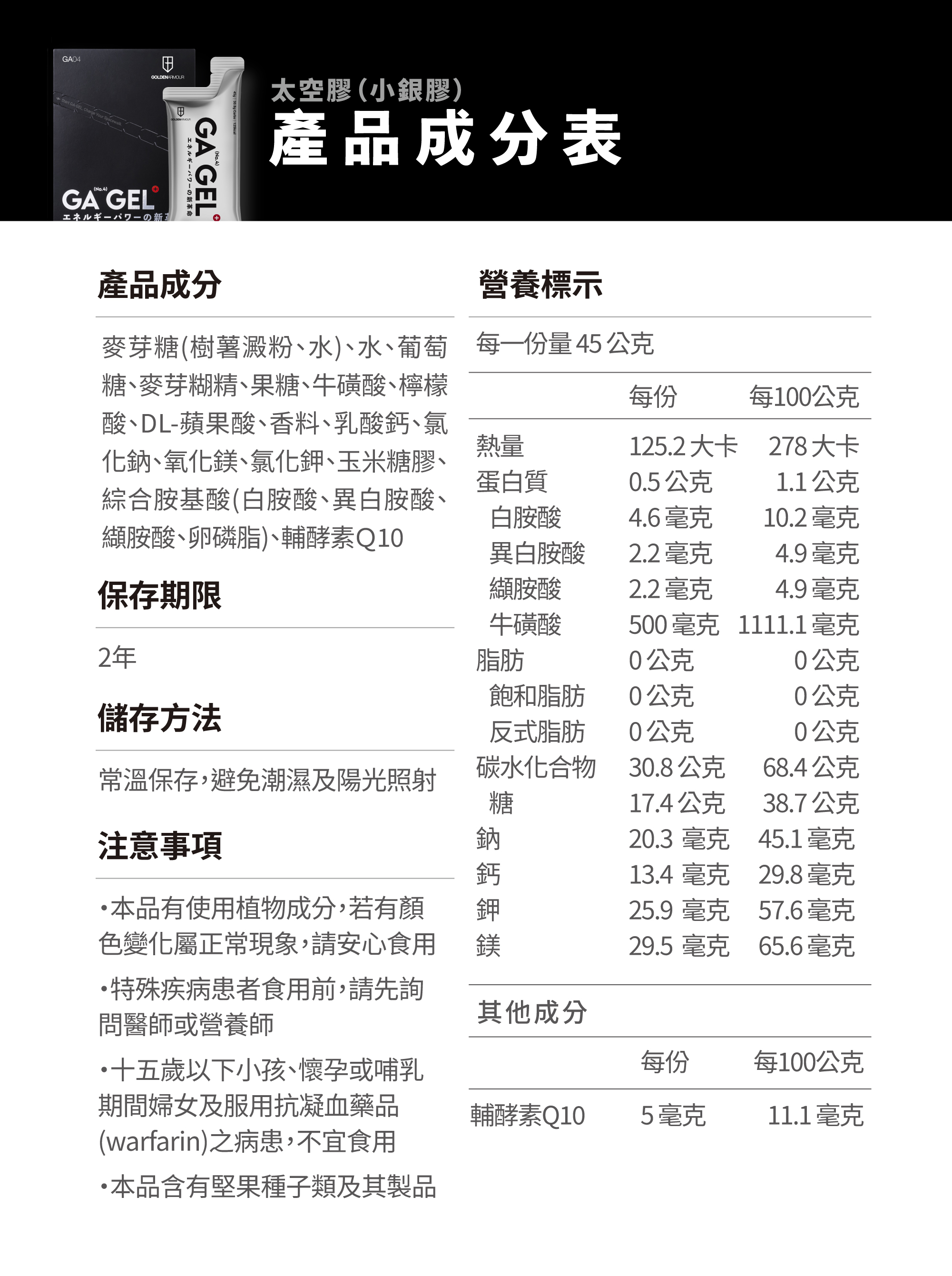 42k全馬包＿太空膠(小銀膠)成分表