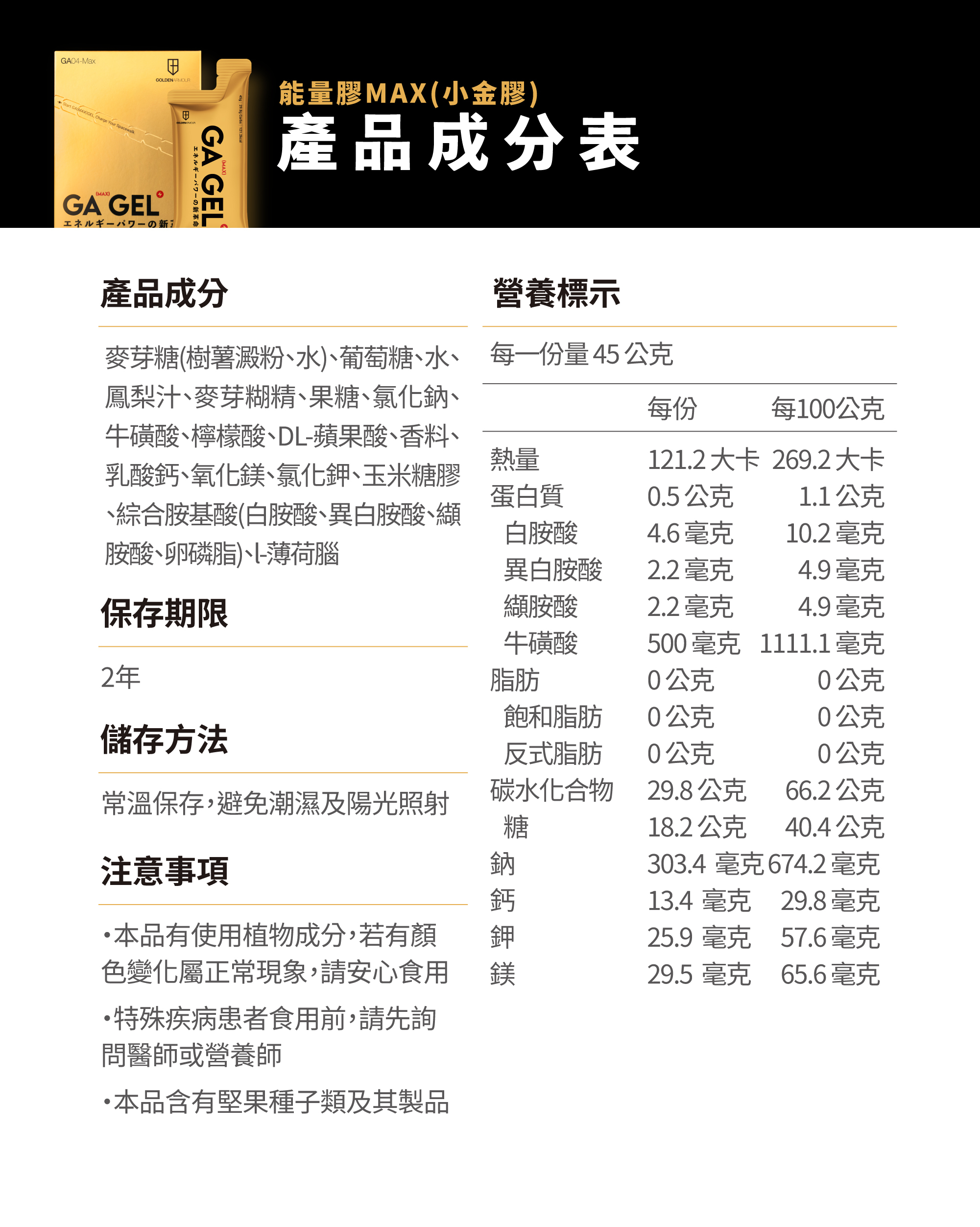 42k全馬包＿太空膠max(小金膠)成分表